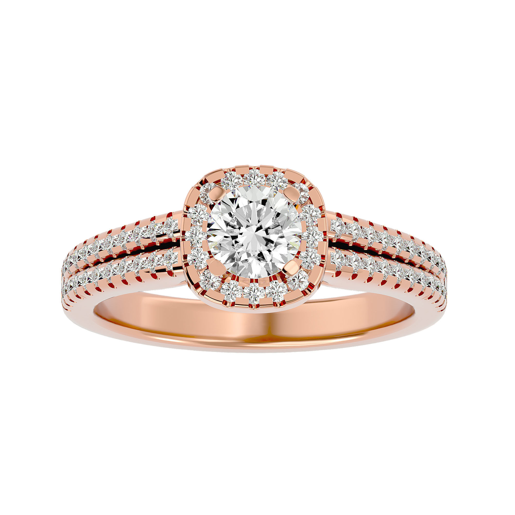 182 Halo solitaire wedding engagement ring with 360 view 3D Model Collection_310