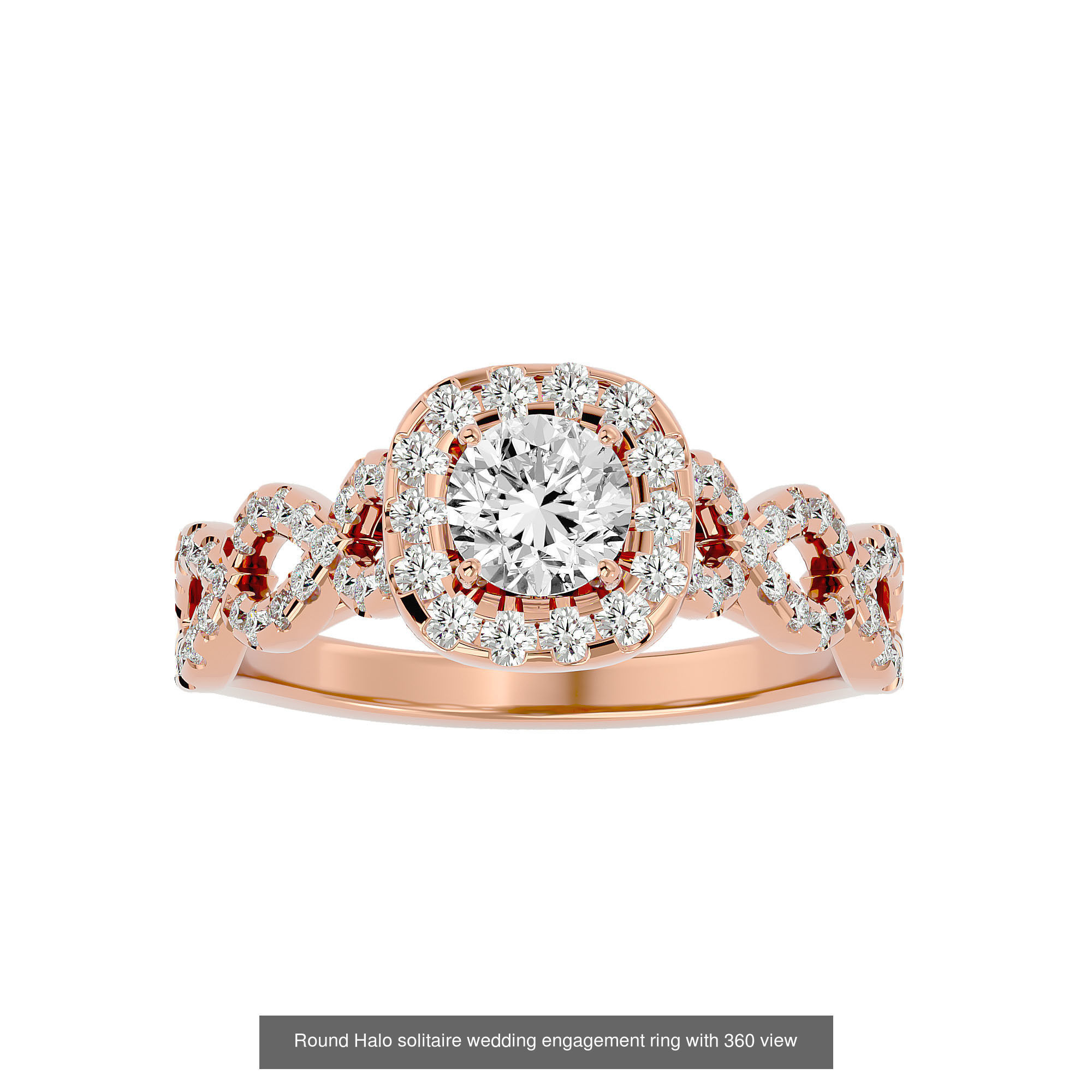 182 Halo solitaire wedding engagement ring with 360 view 3D Model Collection_103