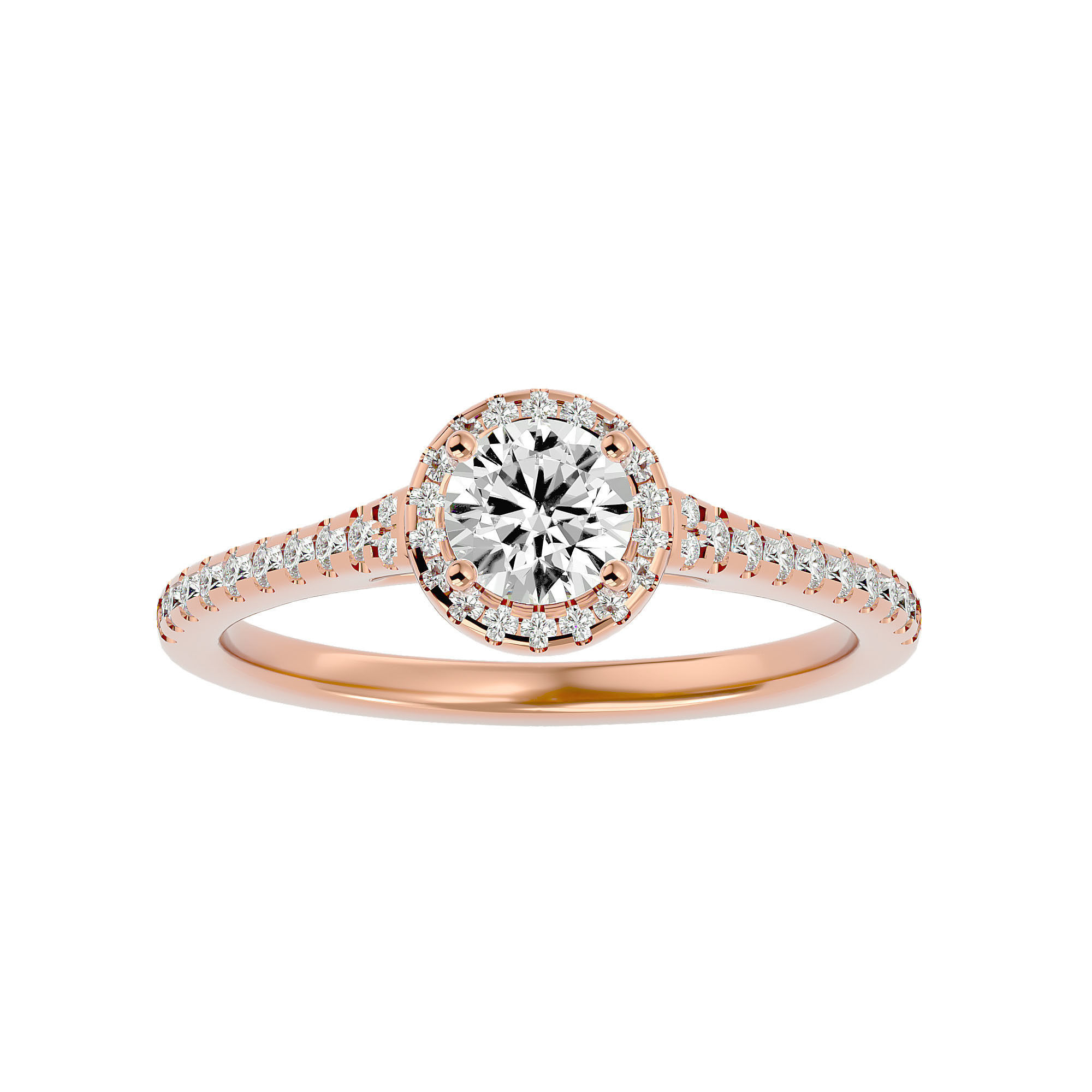 182 Halo solitaire wedding engagement ring with 360 view 3D Model Collection_280