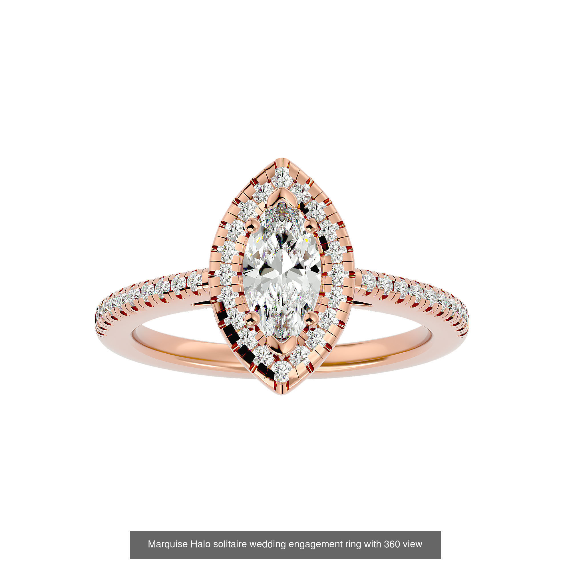182 Halo solitaire wedding engagement ring with 360 view 3D Model Collection_329