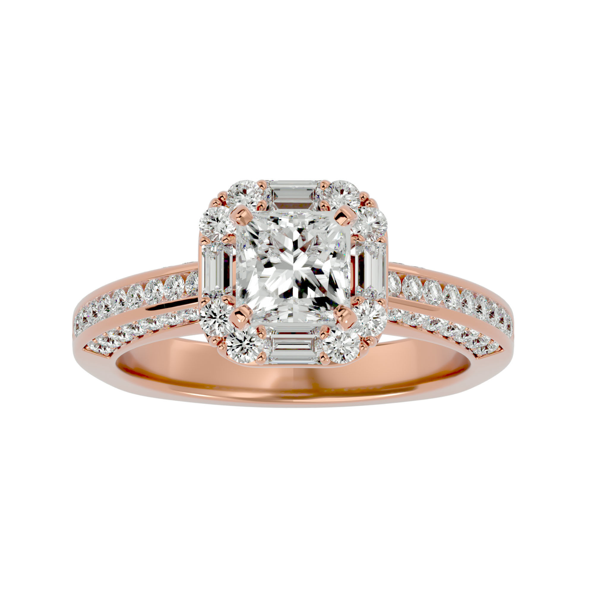 182 Halo solitaire wedding engagement ring with 360 view 3D Model Collection_298