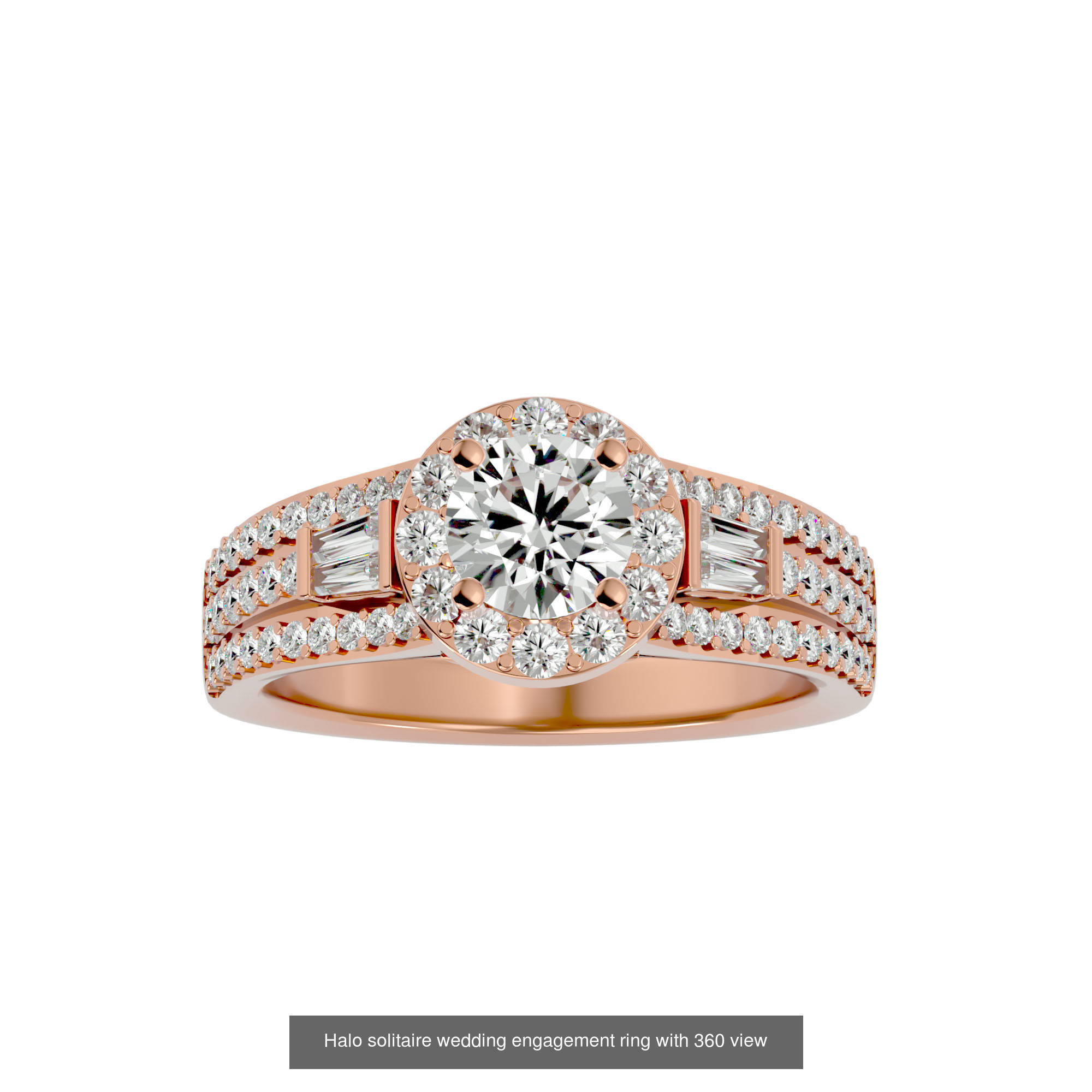 182 Halo solitaire wedding engagement ring with 360 view 3D Model Collection_289