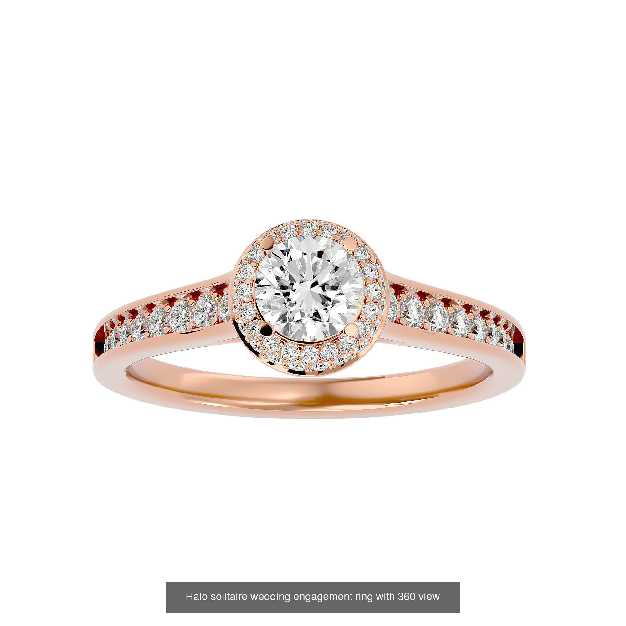 182 Halo solitaire wedding engagement ring with 360 view 3D Model Collection_147
