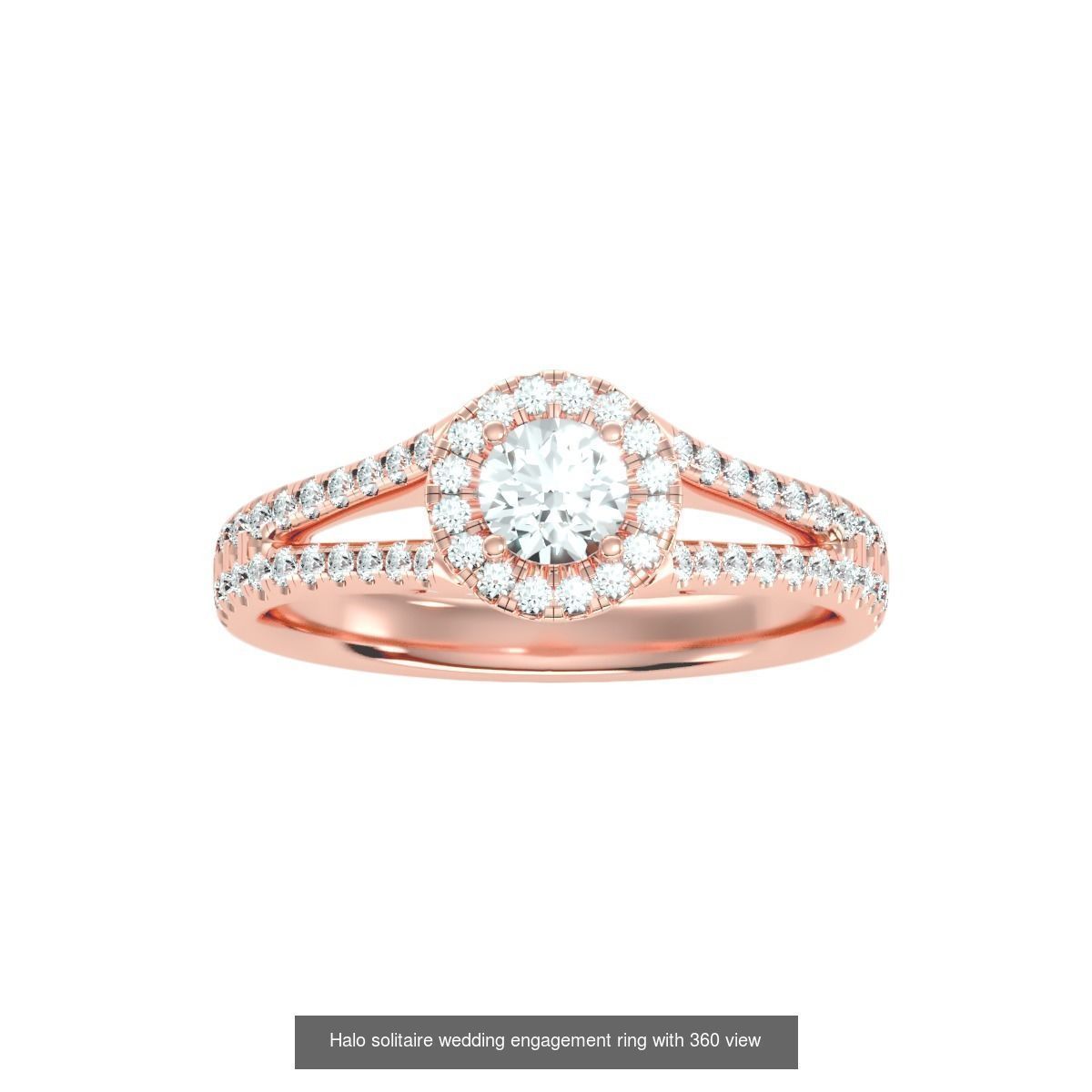 182 Halo solitaire wedding engagement ring with 360 view 3D Model Collection_143