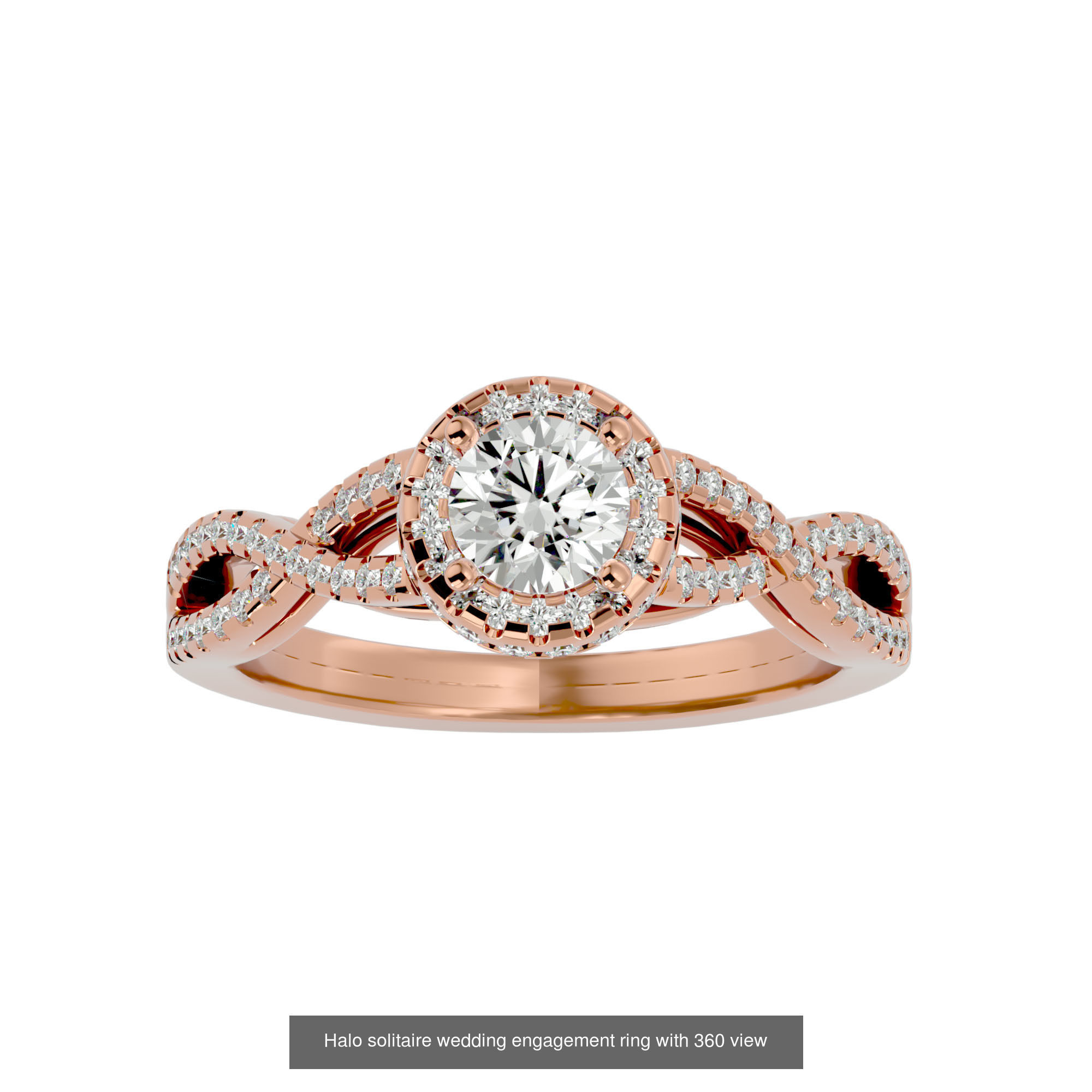 182 Halo solitaire wedding engagement ring with 360 view 3D Model Collection_193
