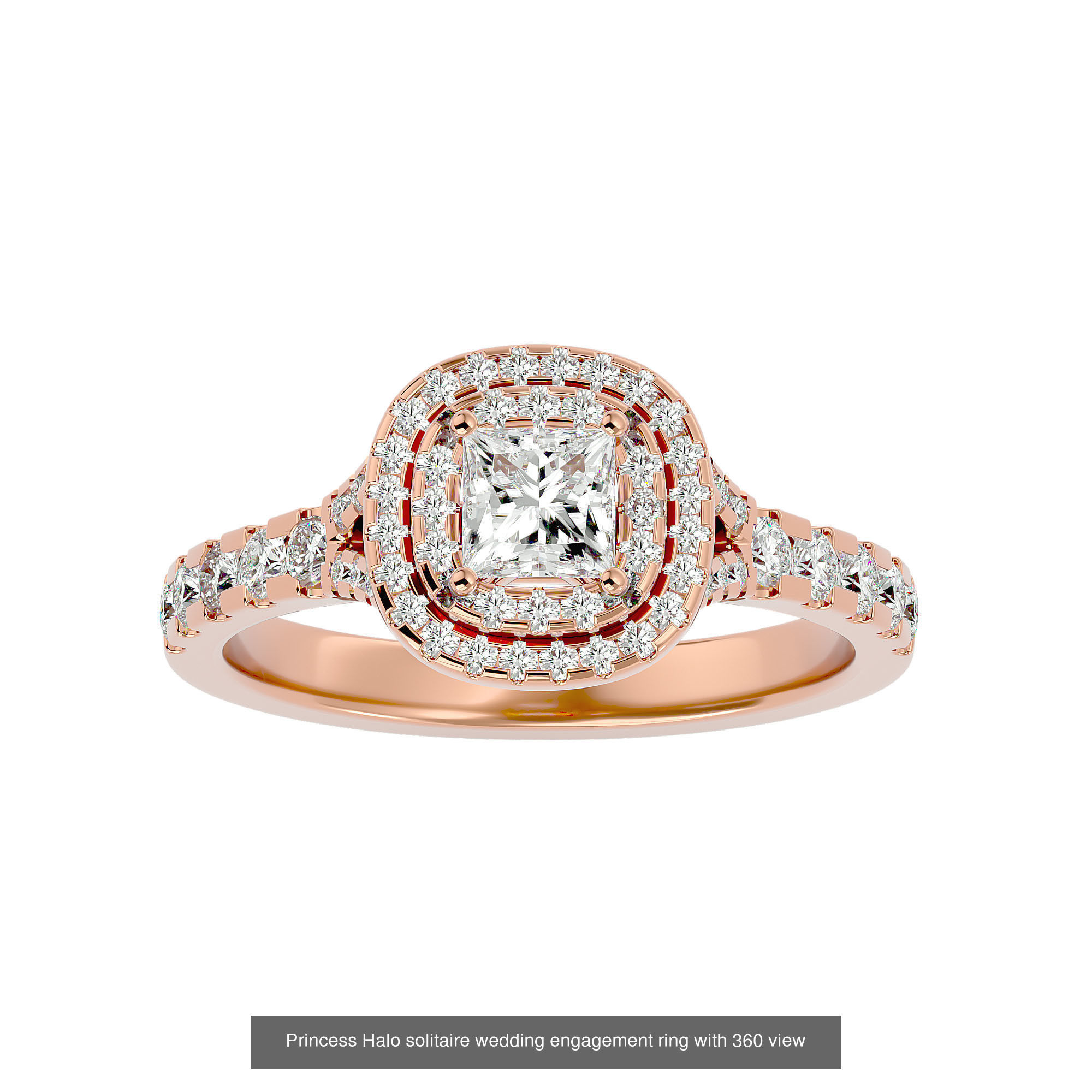 182 Halo solitaire wedding engagement ring with 360 view 3D Model Collection_299