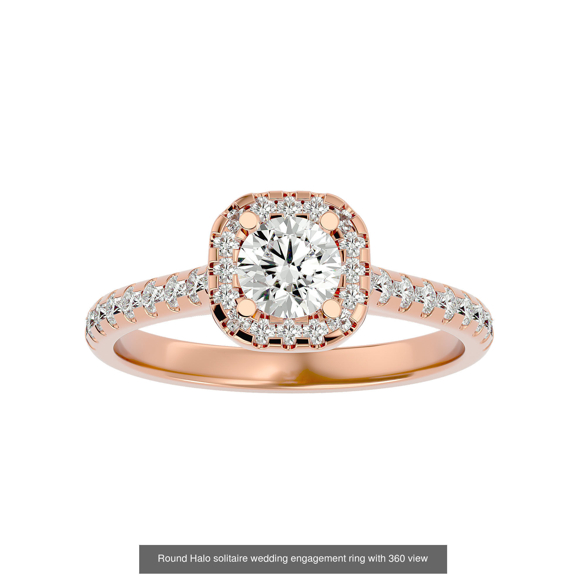 182 Halo solitaire wedding engagement ring with 360 view 3D Model Collection_111