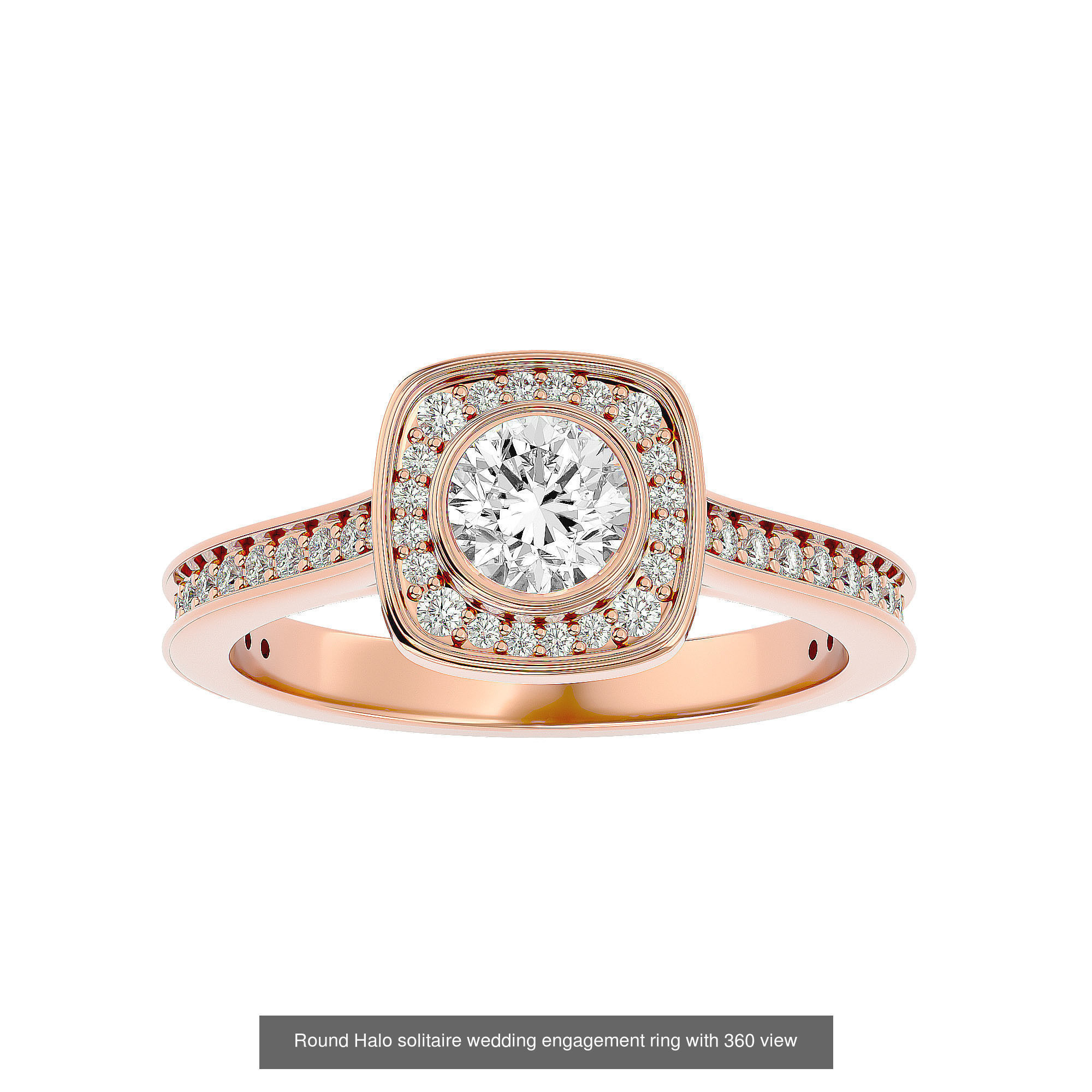 182 Halo solitaire wedding engagement ring with 360 view 3D Model Collection_119