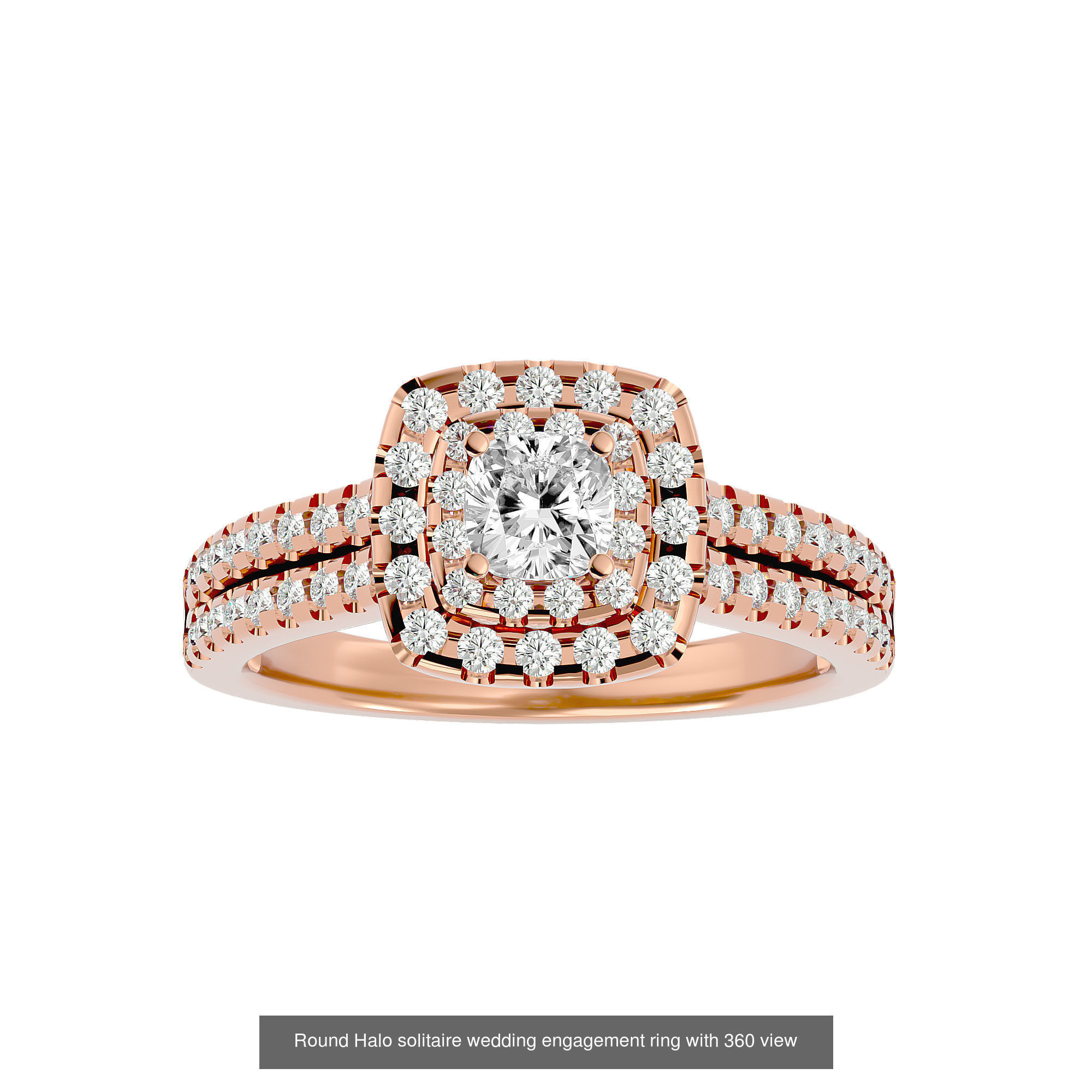 182 Halo solitaire wedding engagement ring with 360 view 3D Model Collection_19
