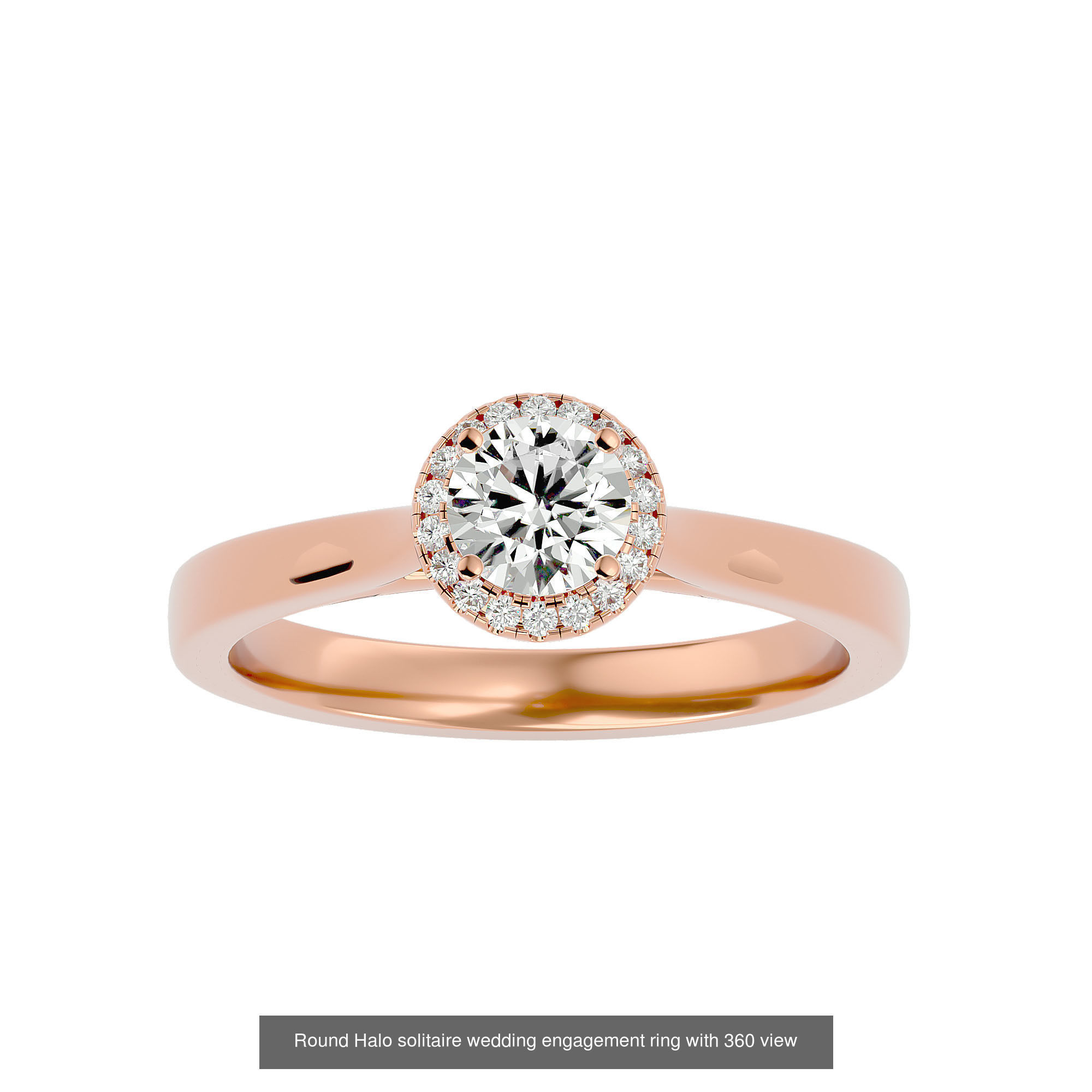 182 Halo solitaire wedding engagement ring with 360 view 3D Model Collection_125