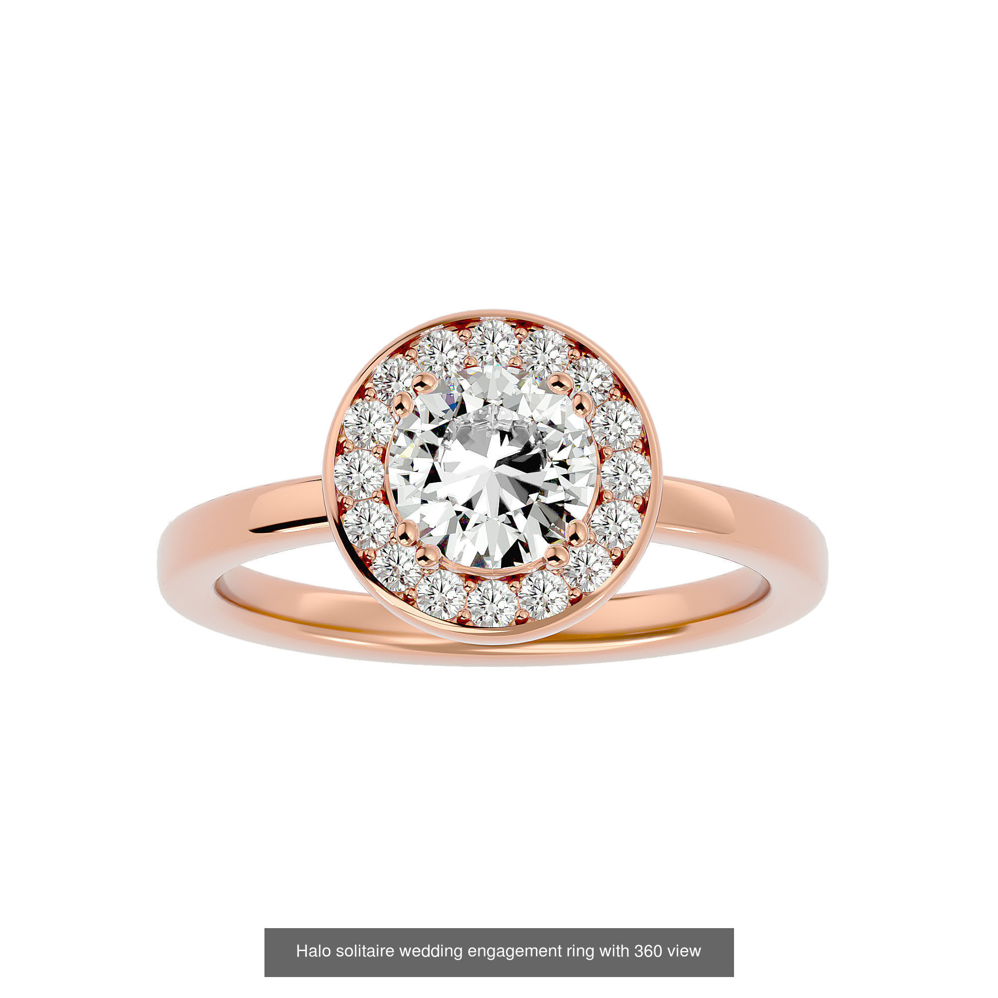 182 Halo solitaire wedding engagement ring with 360 view 3D Model Collection_203