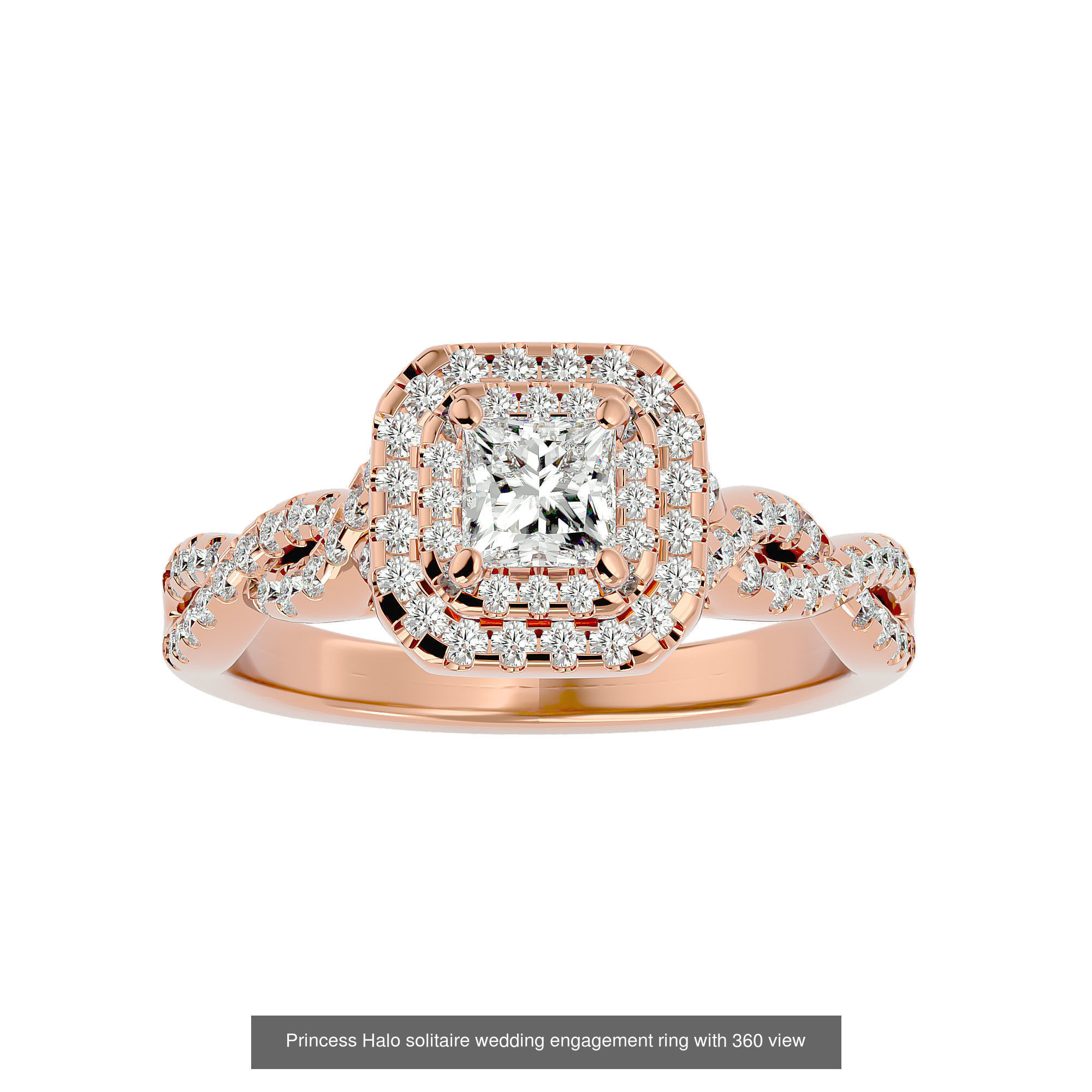 182 Halo solitaire wedding engagement ring with 360 view 3D Model Collection_307