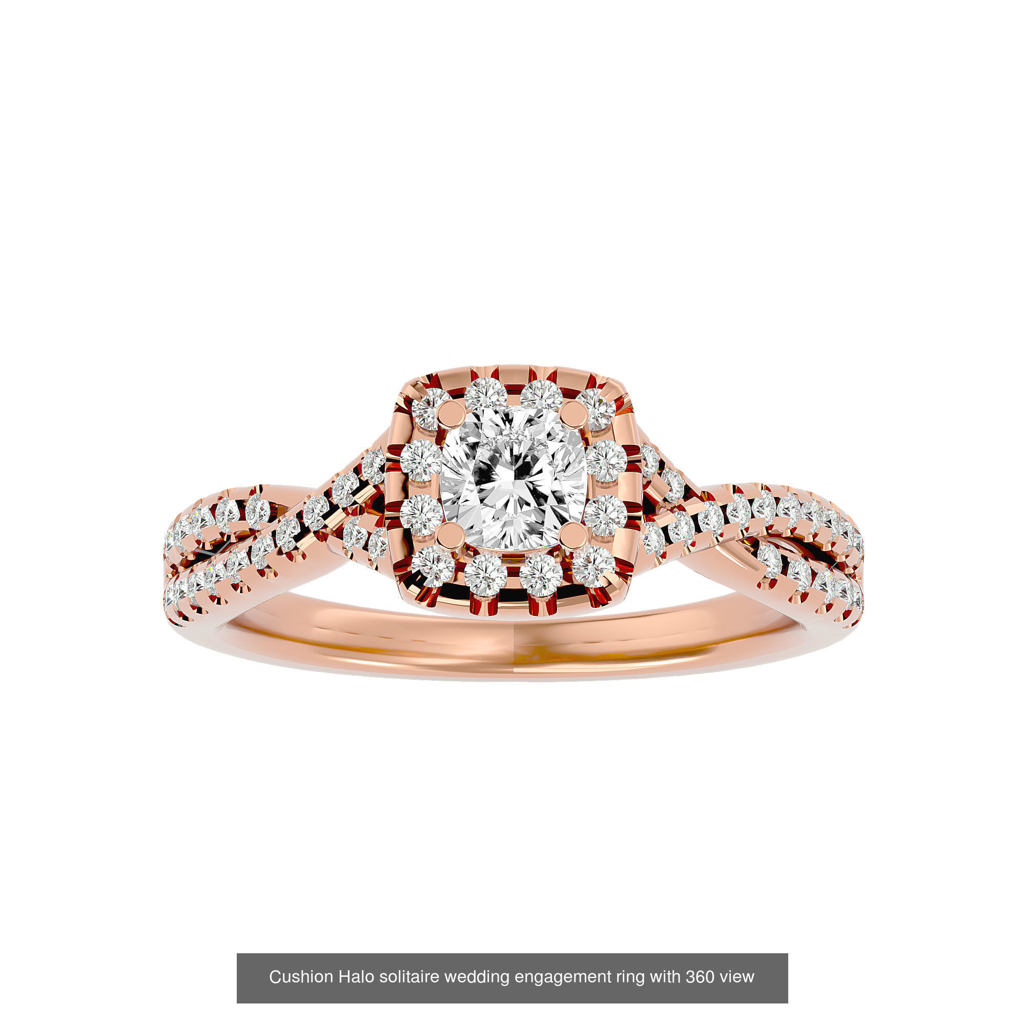 182 Halo solitaire wedding engagement ring with 360 view 3D Model Collection_17