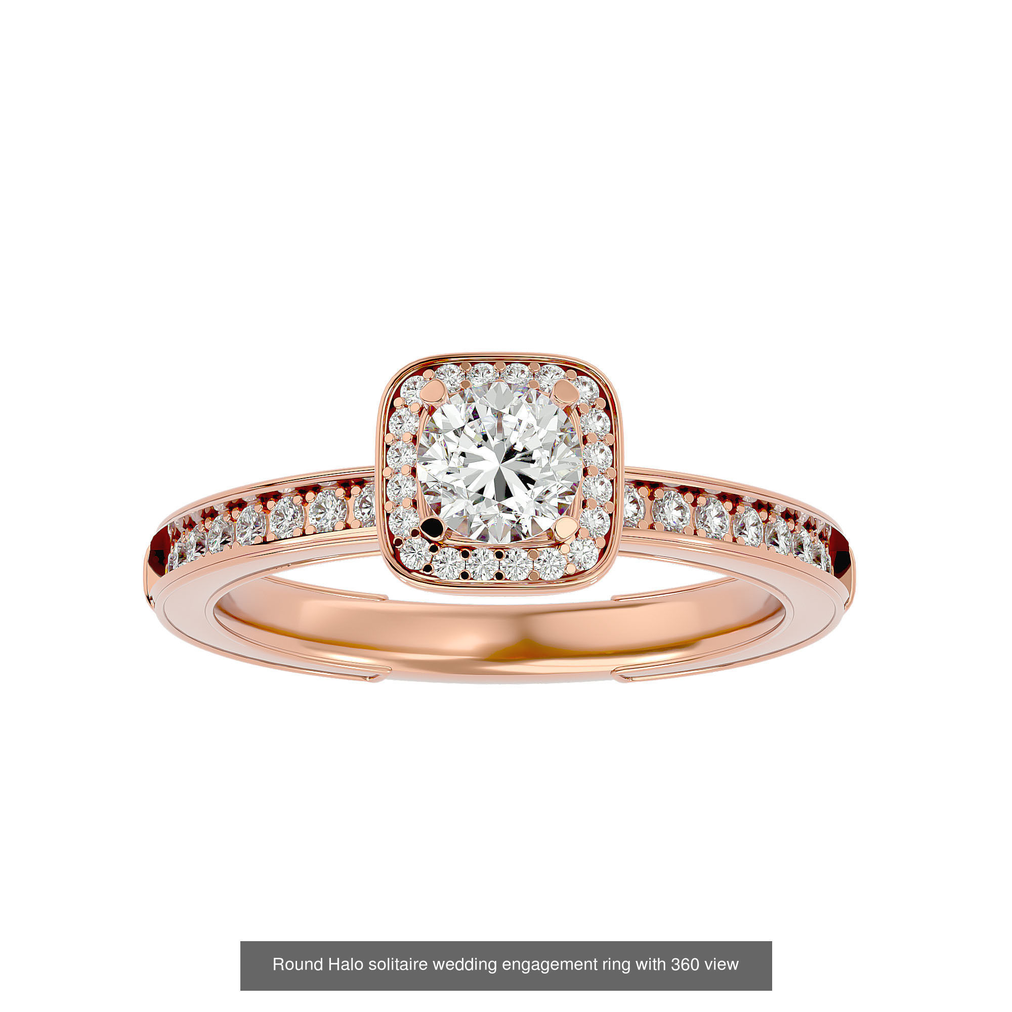 182 Halo solitaire wedding engagement ring with 360 view 3D Model Collection_175
