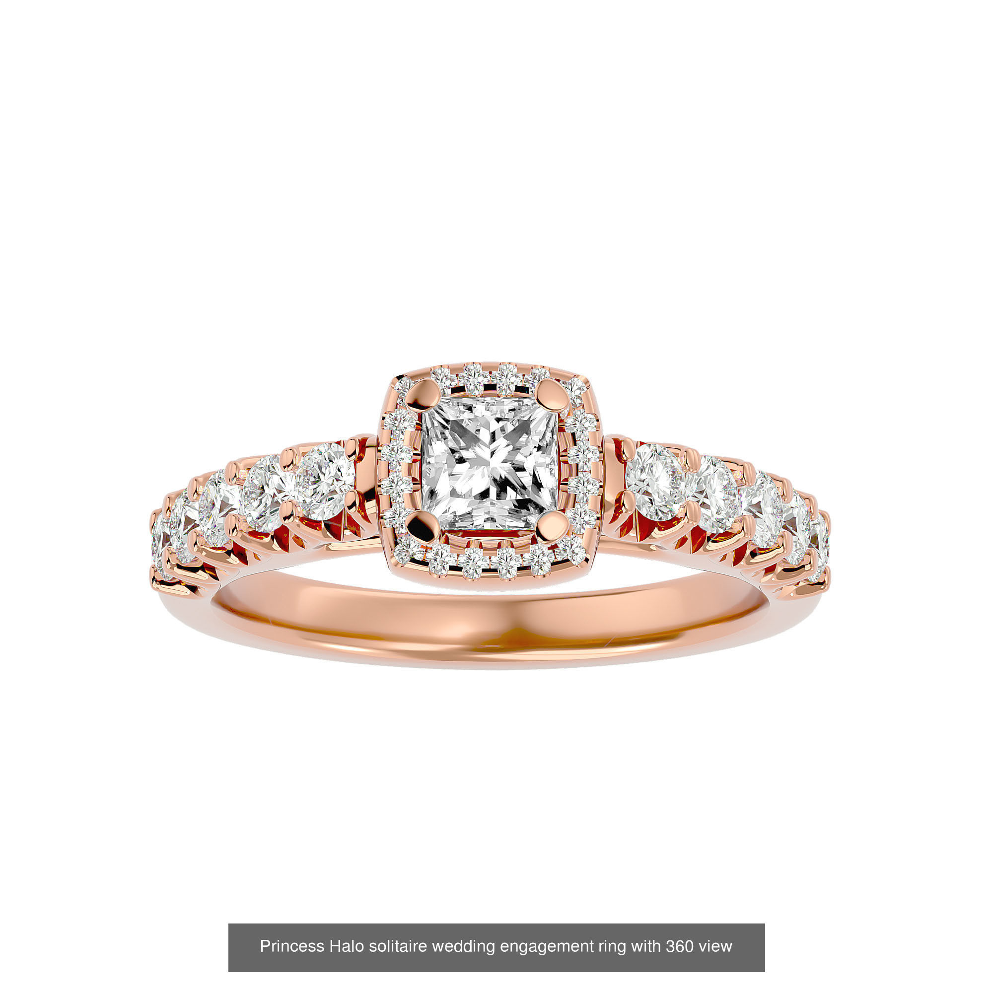 182 Halo solitaire wedding engagement ring with 360 view 3D Model Collection_263