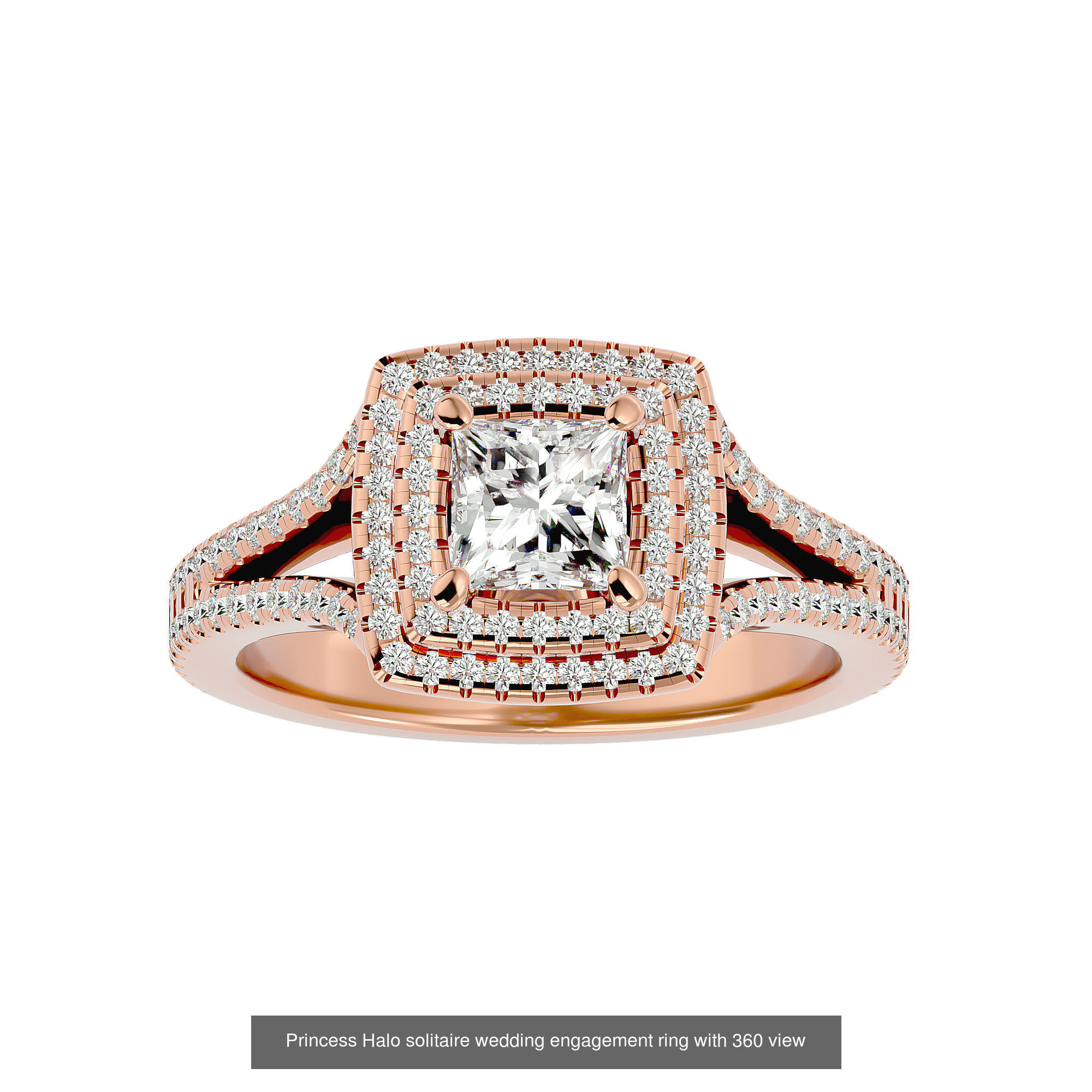 182 Halo solitaire wedding engagement ring with 360 view 3D Model Collection_323