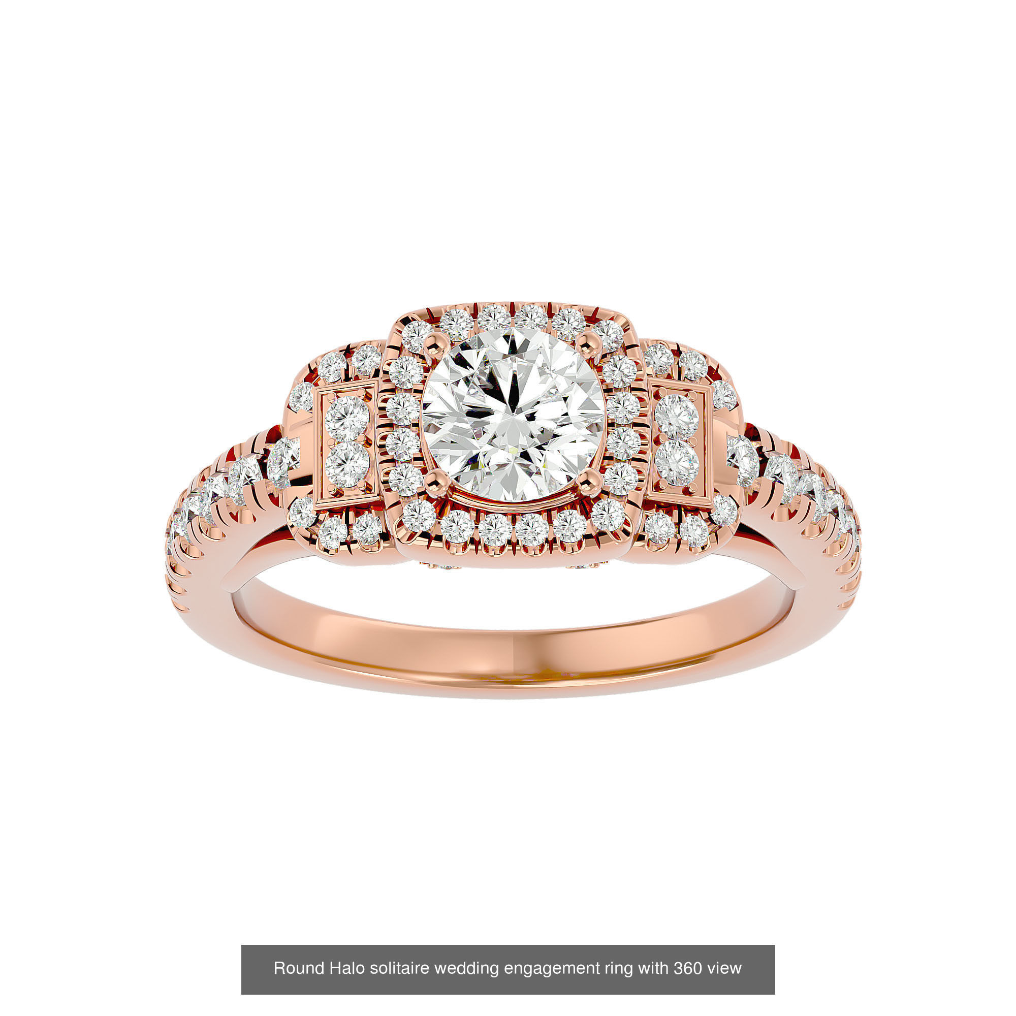 182 Halo solitaire wedding engagement ring with 360 view 3D Model Collection_41