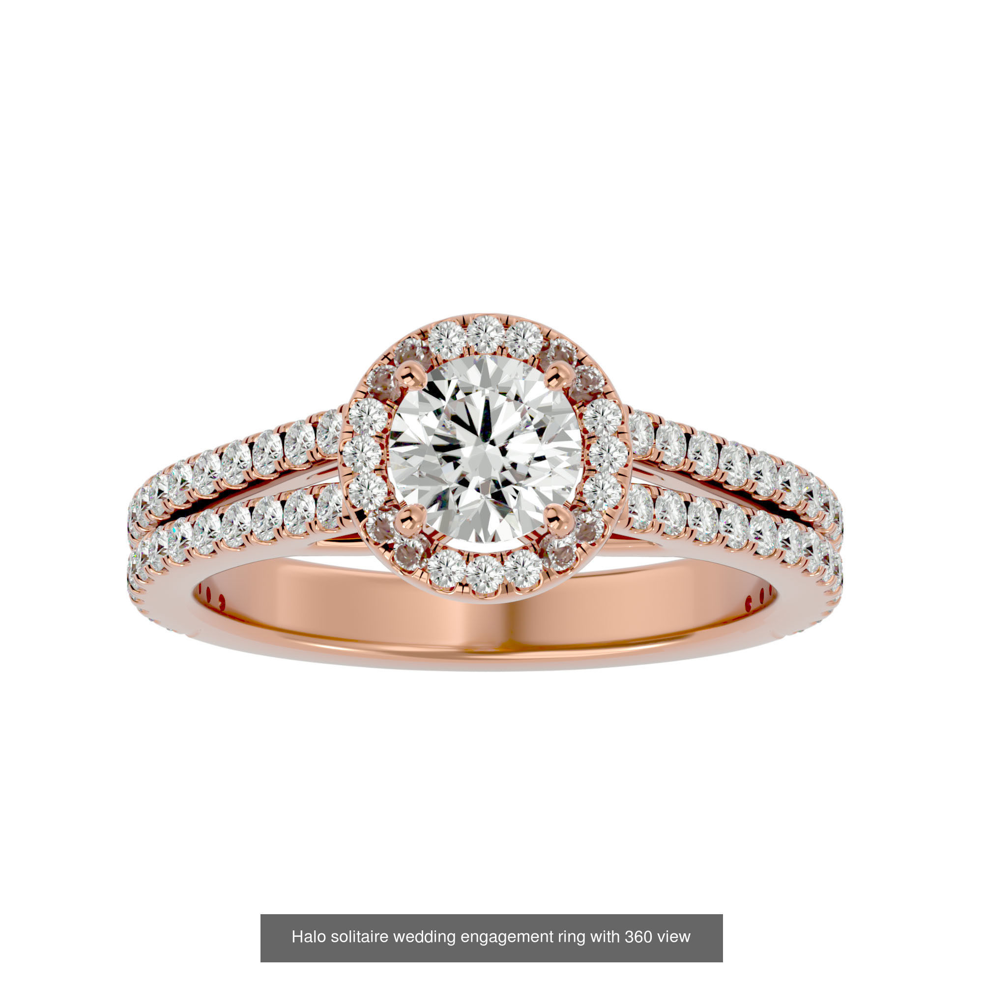182 Halo solitaire wedding engagement ring with 360 view 3D Model Collection_229