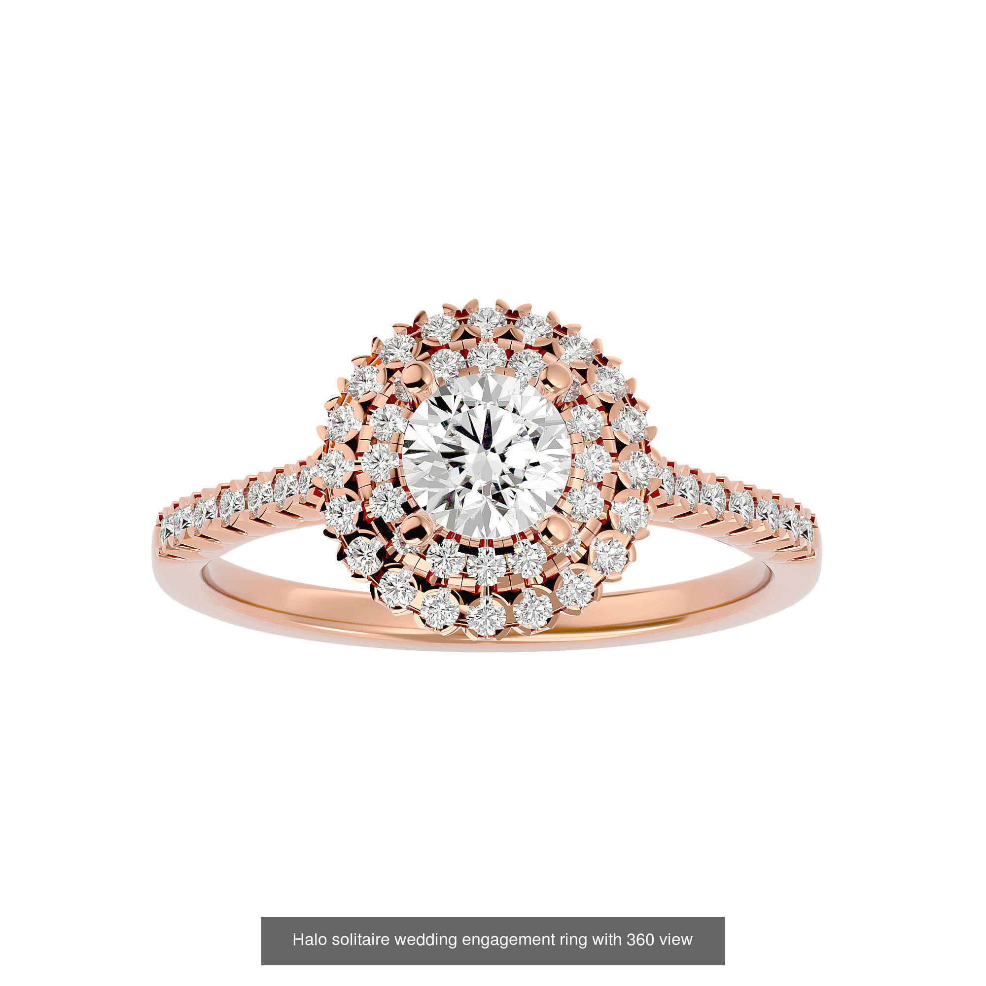 182 Halo solitaire wedding engagement ring with 360 view 3D Model Collection_177