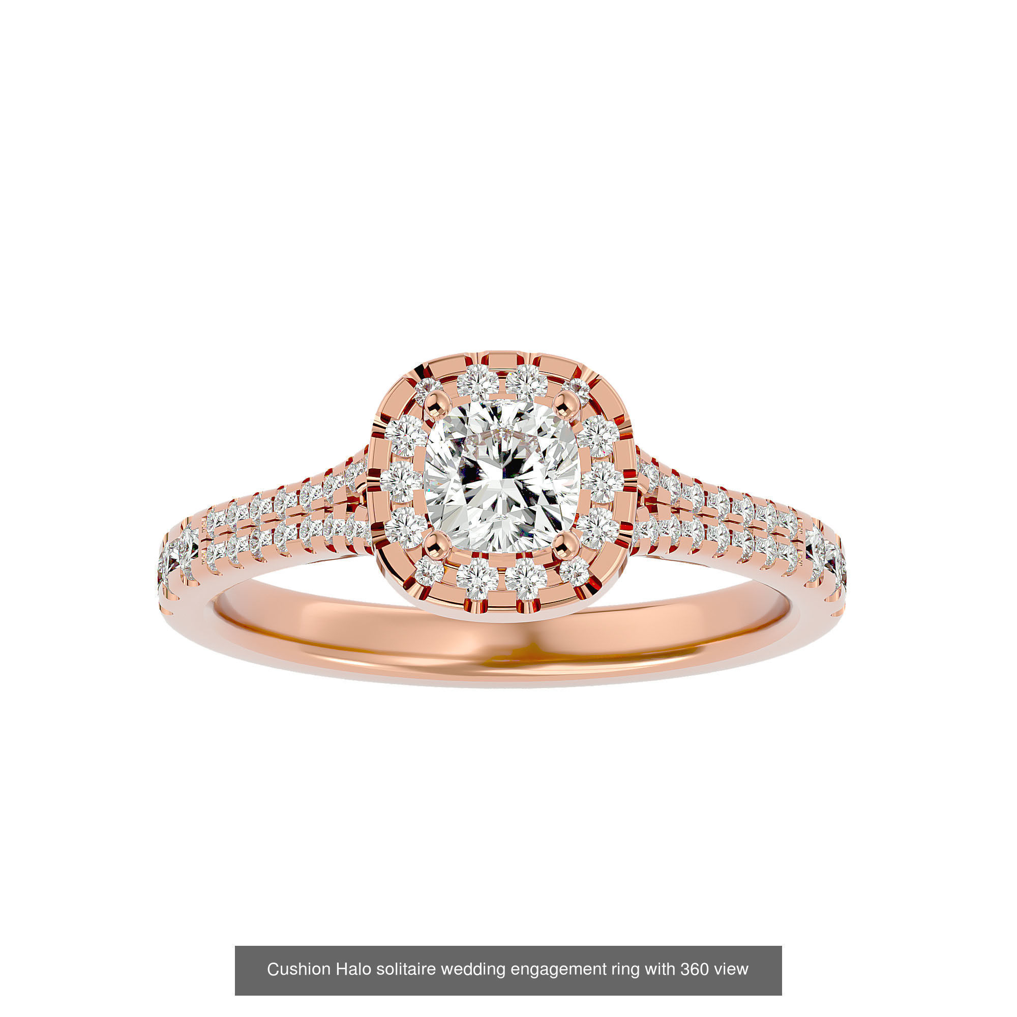 182 Halo solitaire wedding engagement ring with 360 view 3D Model Collection_339