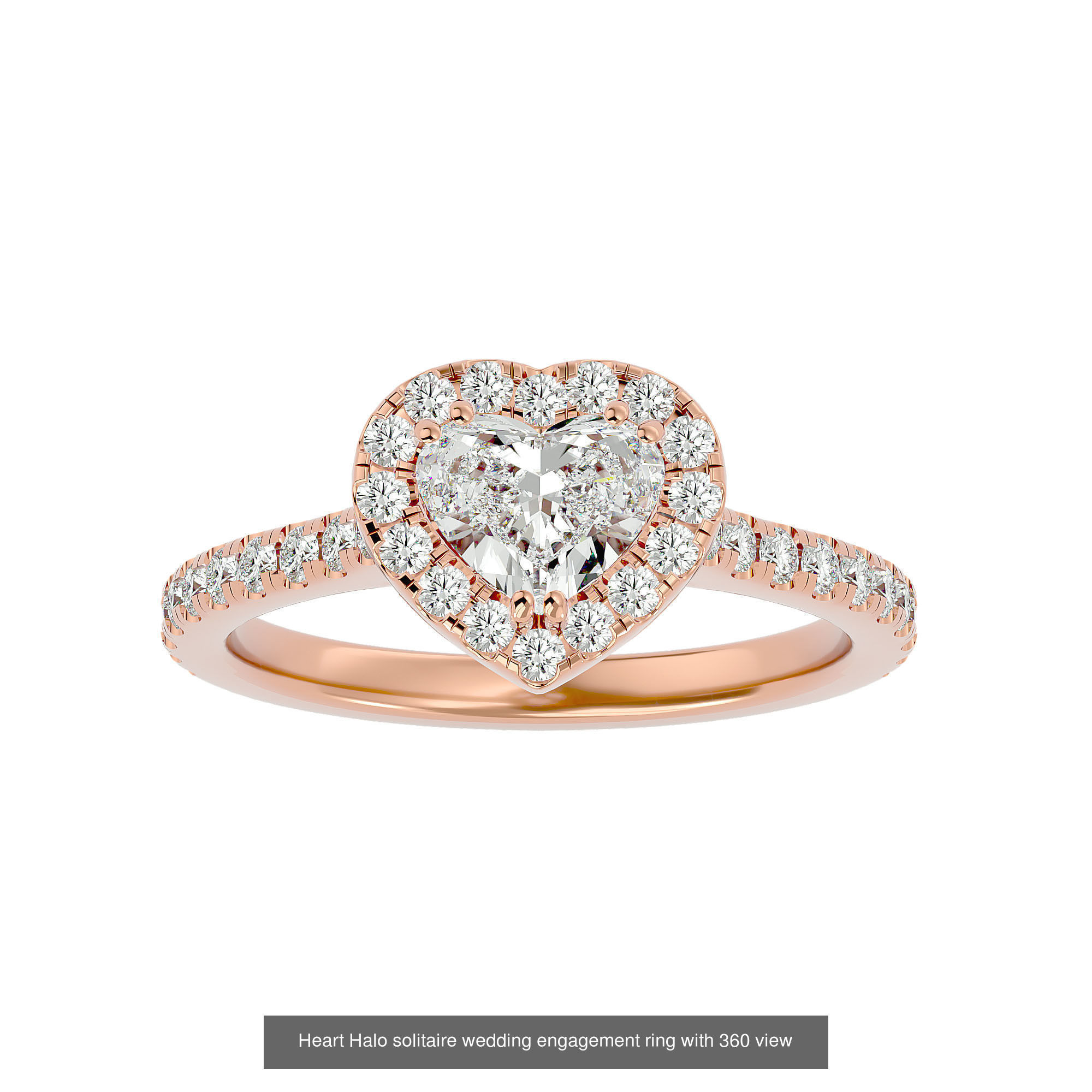 182 Halo solitaire wedding engagement ring with 360 view 3D Model Collection_331