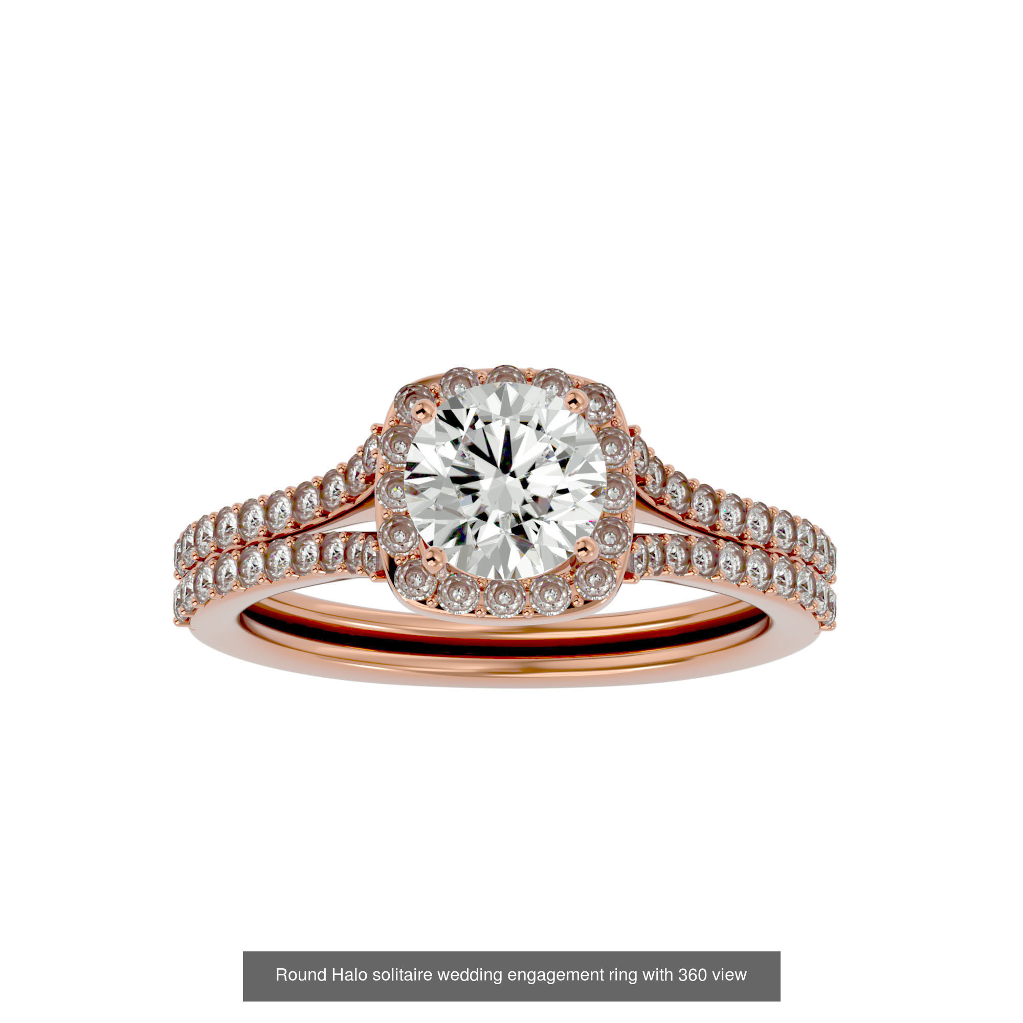 182 Halo solitaire wedding engagement ring with 360 view 3D Model Collection_223