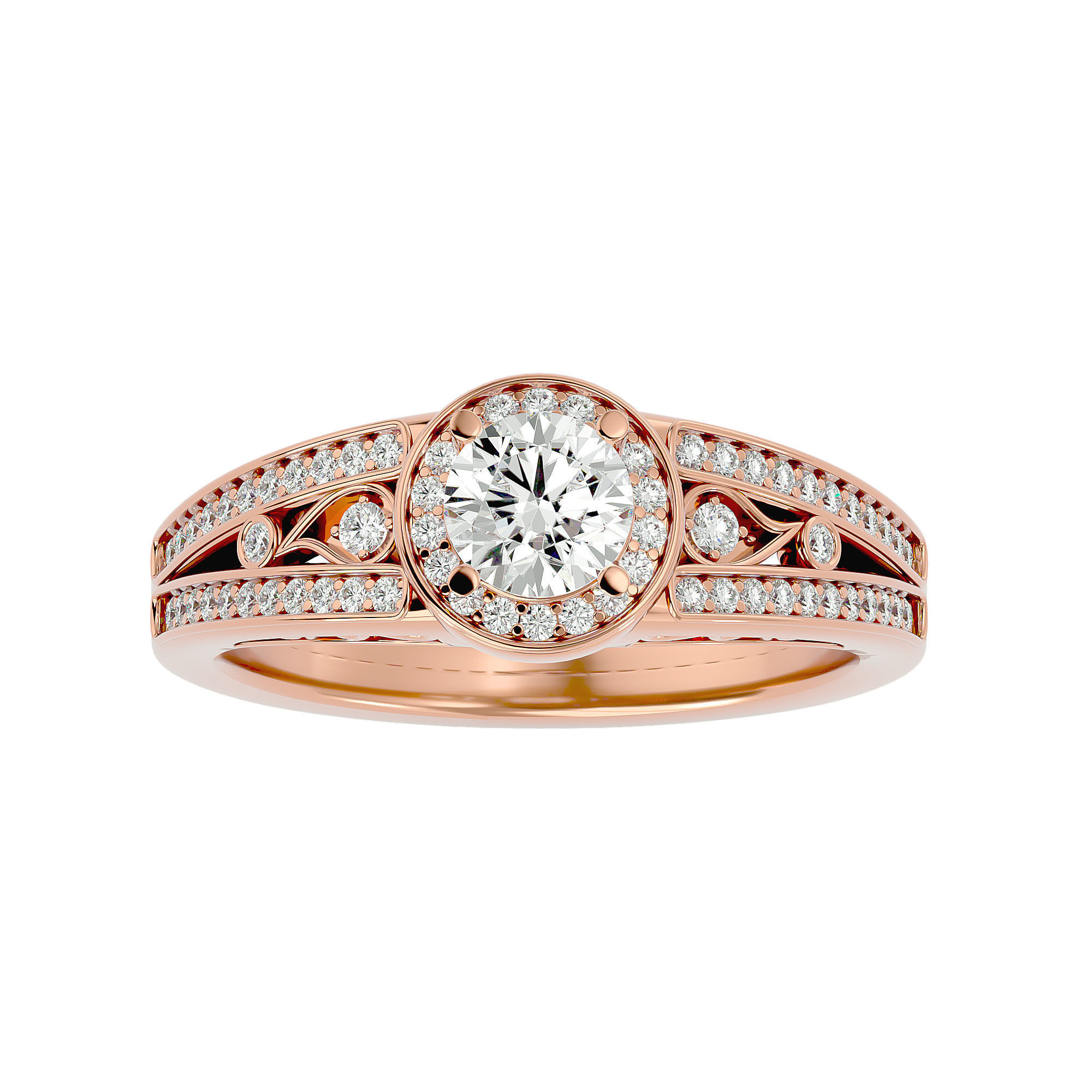 182 Halo solitaire wedding engagement ring with 360 view 3D Model Collection_30