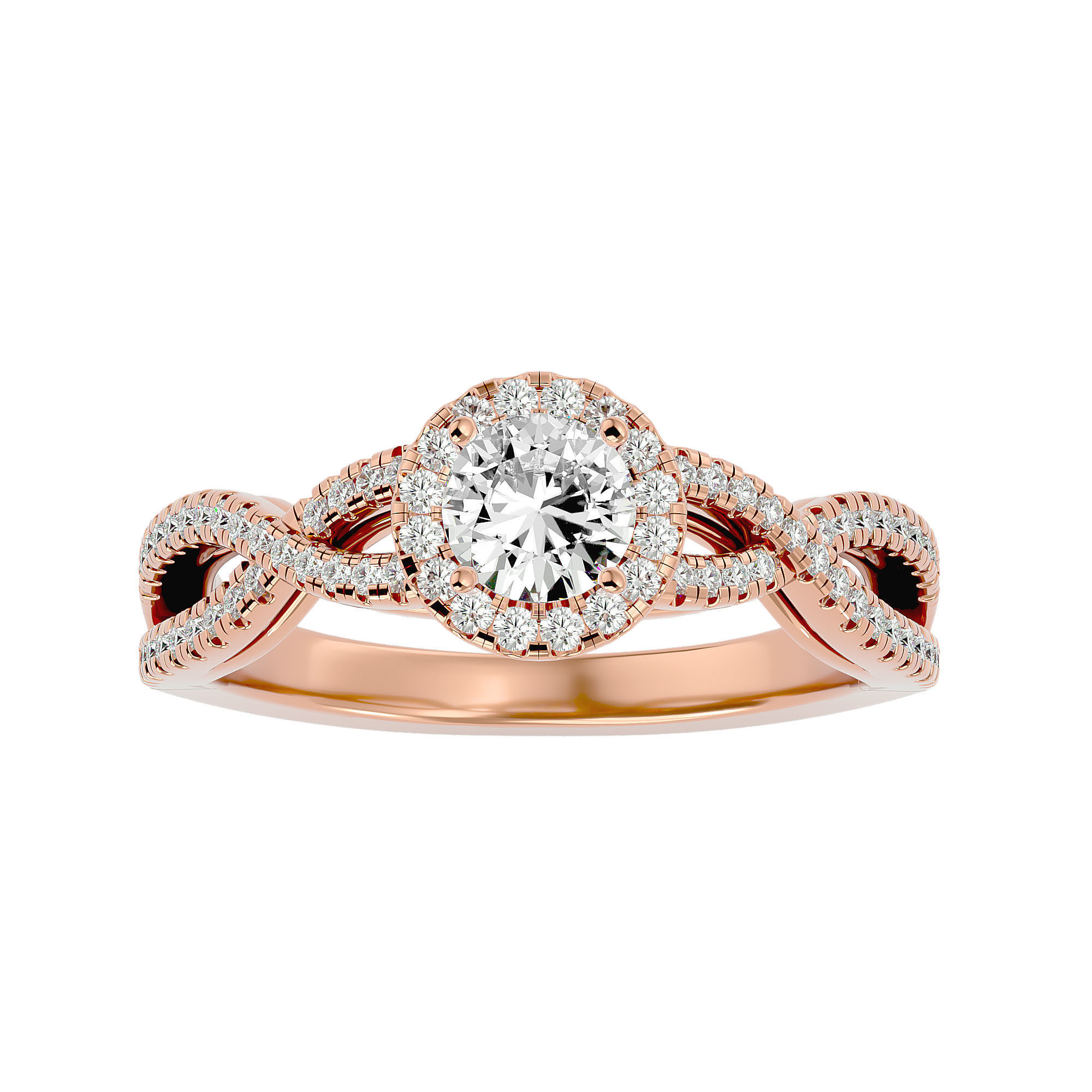 182 Halo solitaire wedding engagement ring with 360 view 3D Model Collection_206