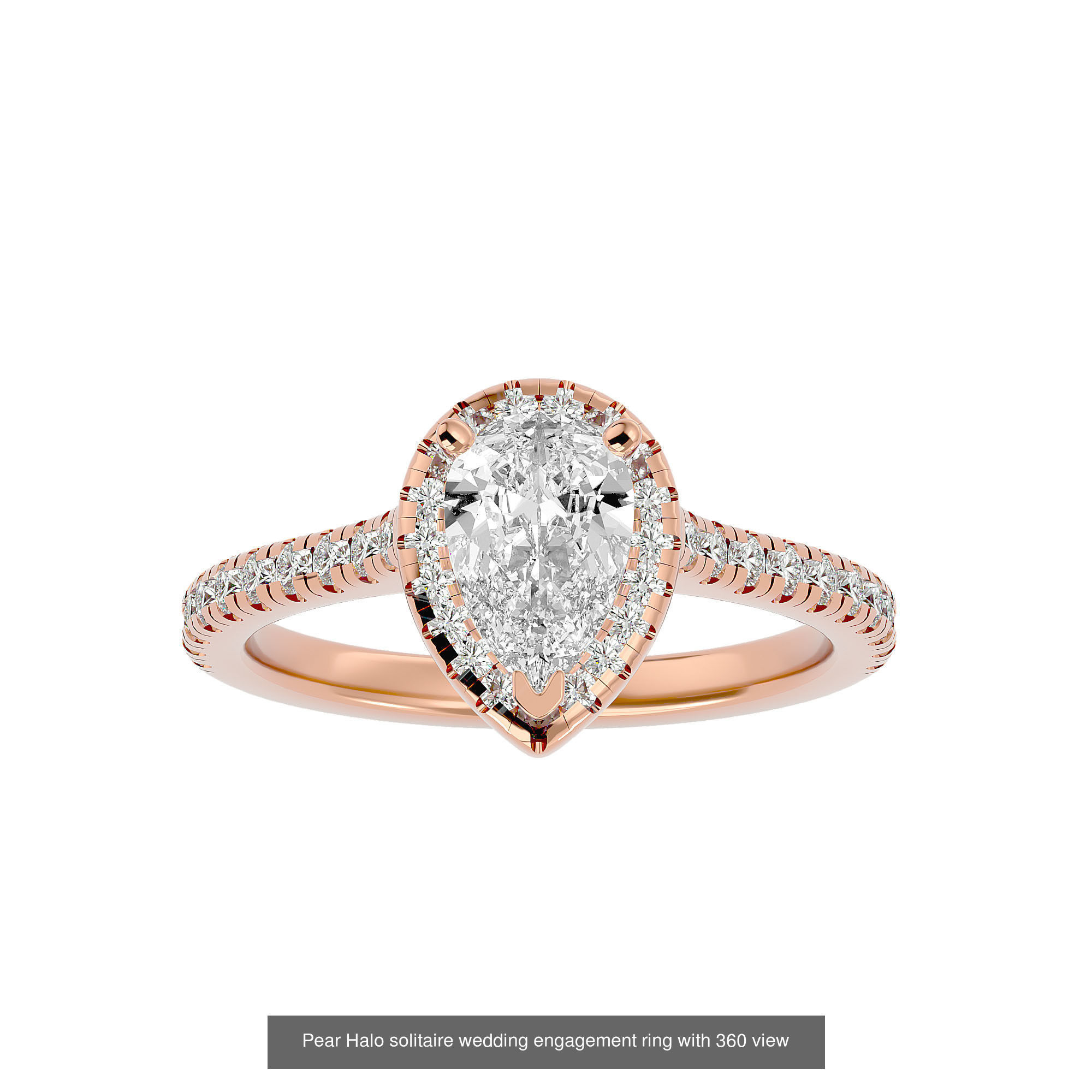 182 Halo solitaire wedding engagement ring with 360 view 3D Model Collection_255