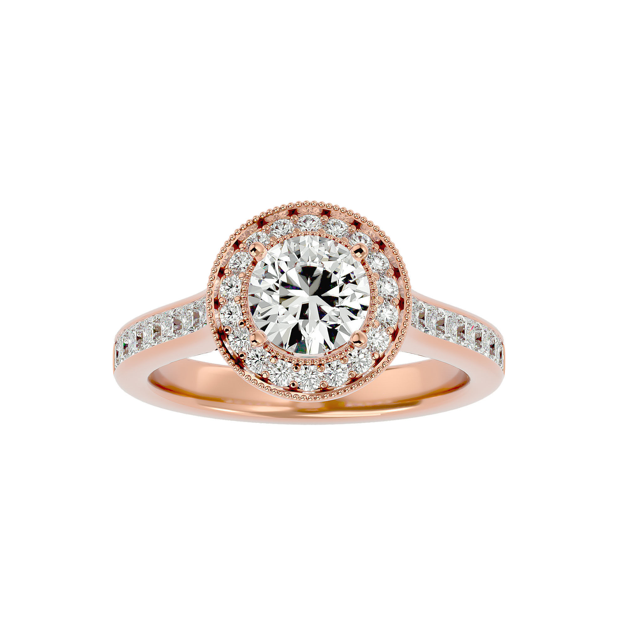 182 Halo solitaire wedding engagement ring with 360 view 3D Model Collection_194