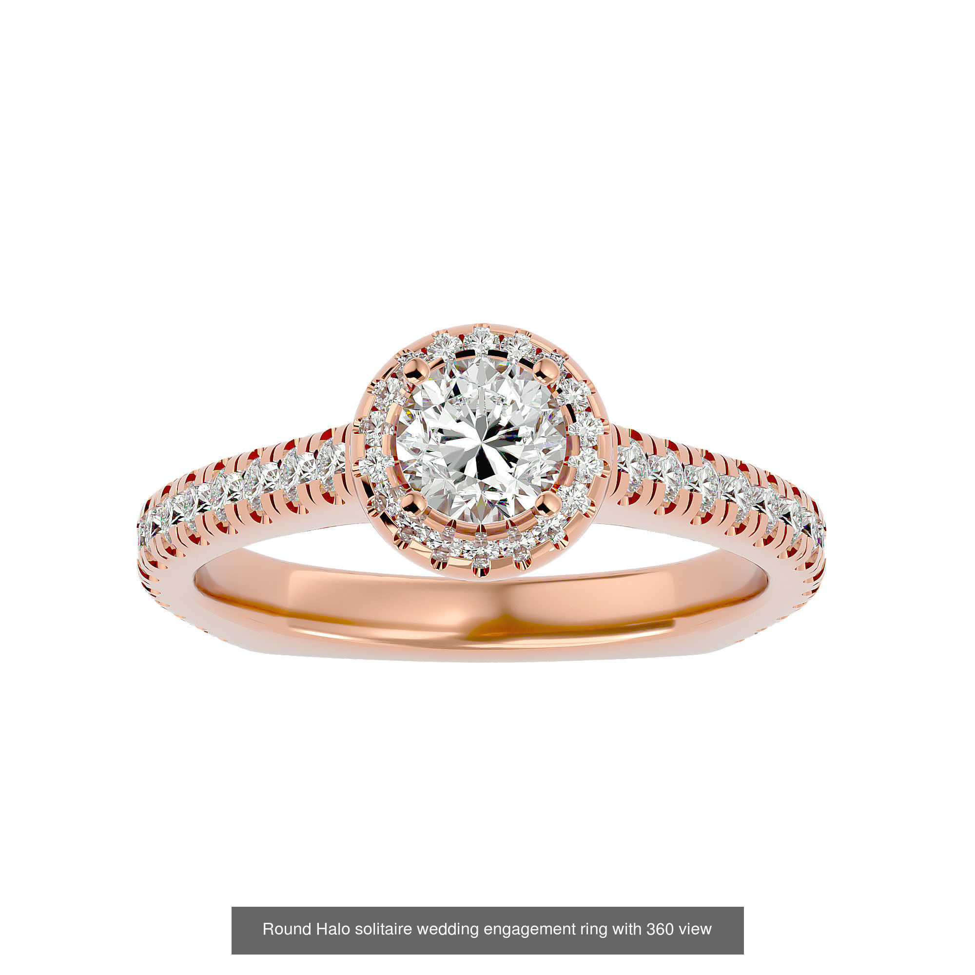 182 Halo solitaire wedding engagement ring with 360 view 3D Model Collection_181