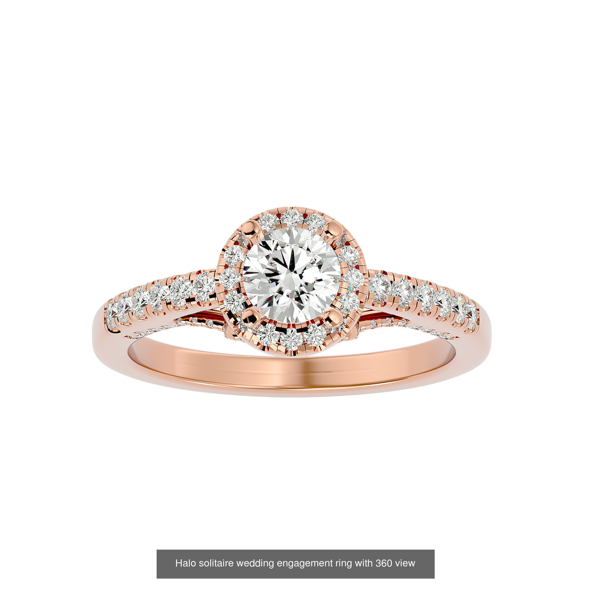 182 Halo solitaire wedding engagement ring with 360 view 3D Model Collection_151