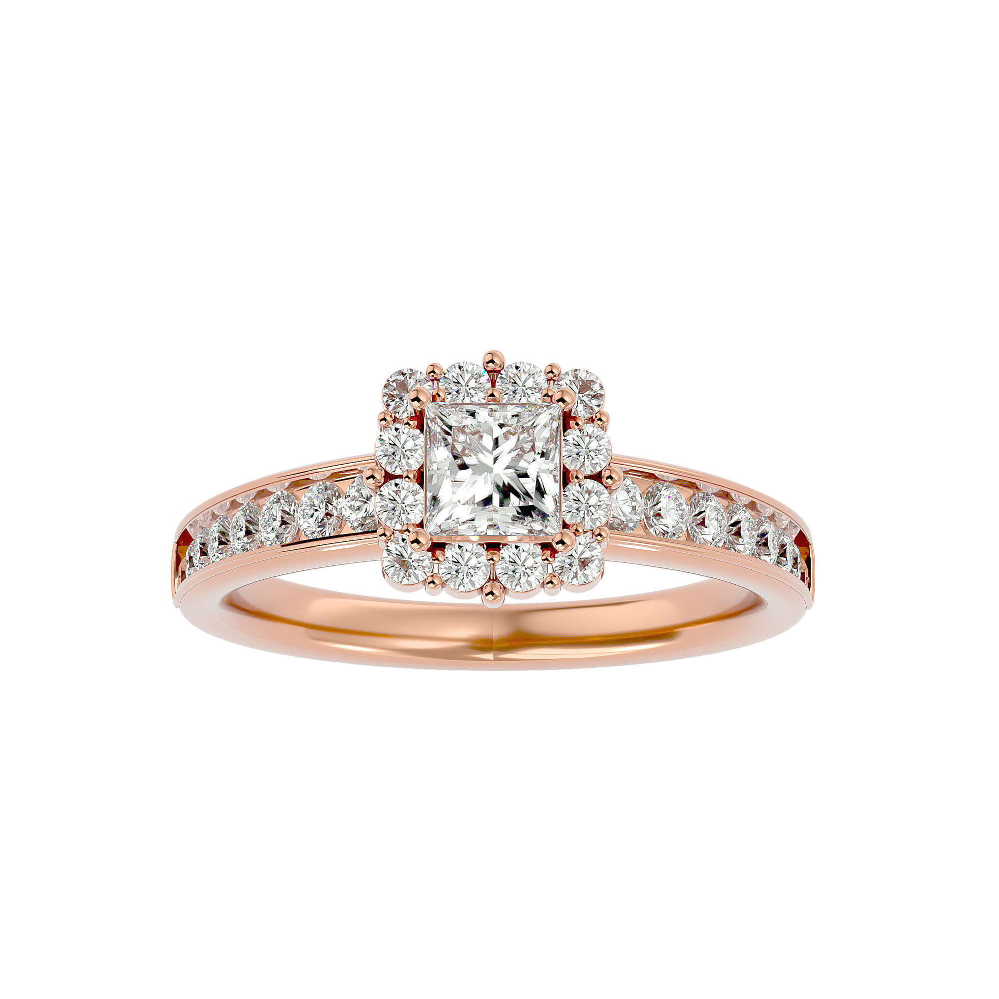 182 Halo solitaire wedding engagement ring with 360 view 3D Model Collection_182