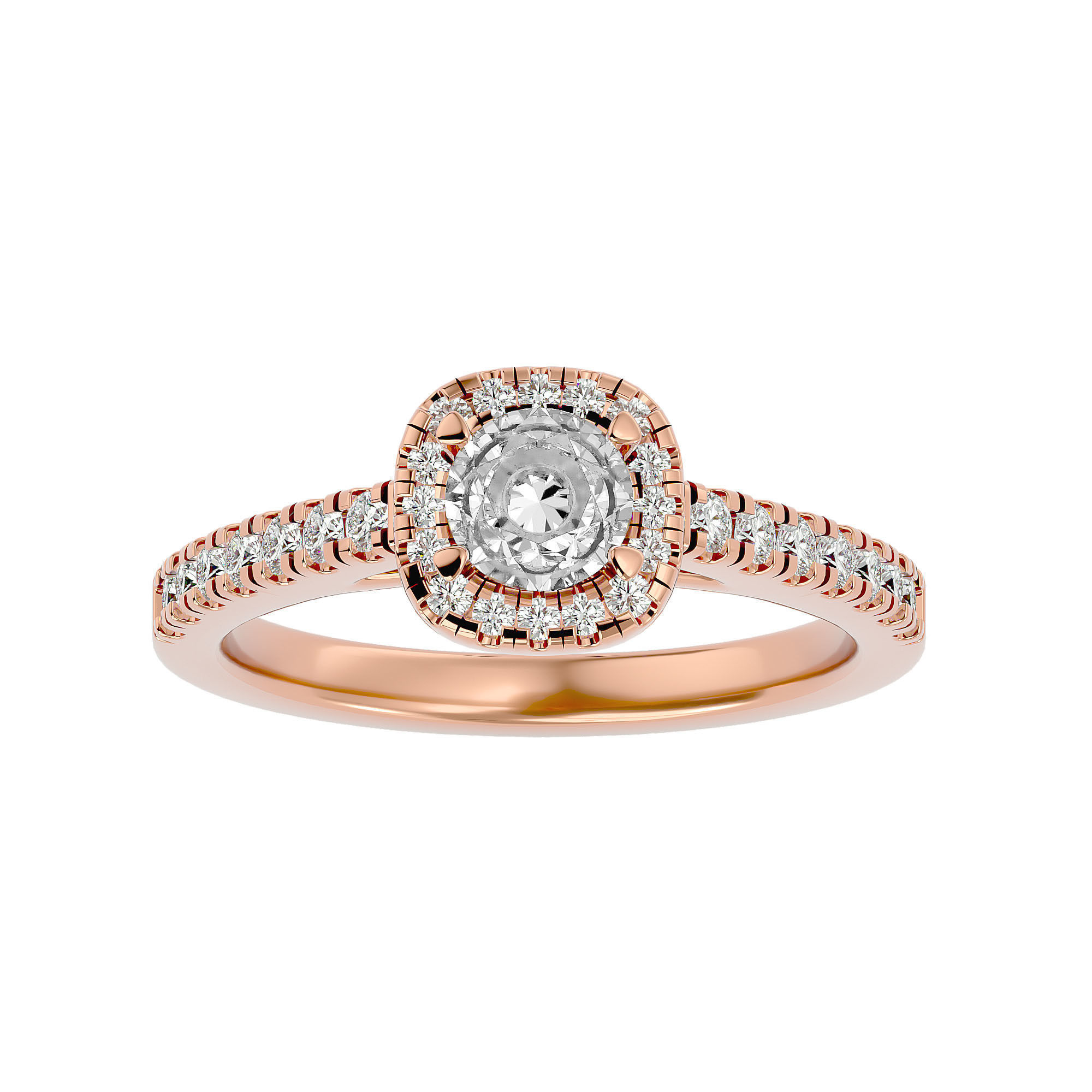 182 Halo solitaire wedding engagement ring with 360 view 3D Model Collection_164