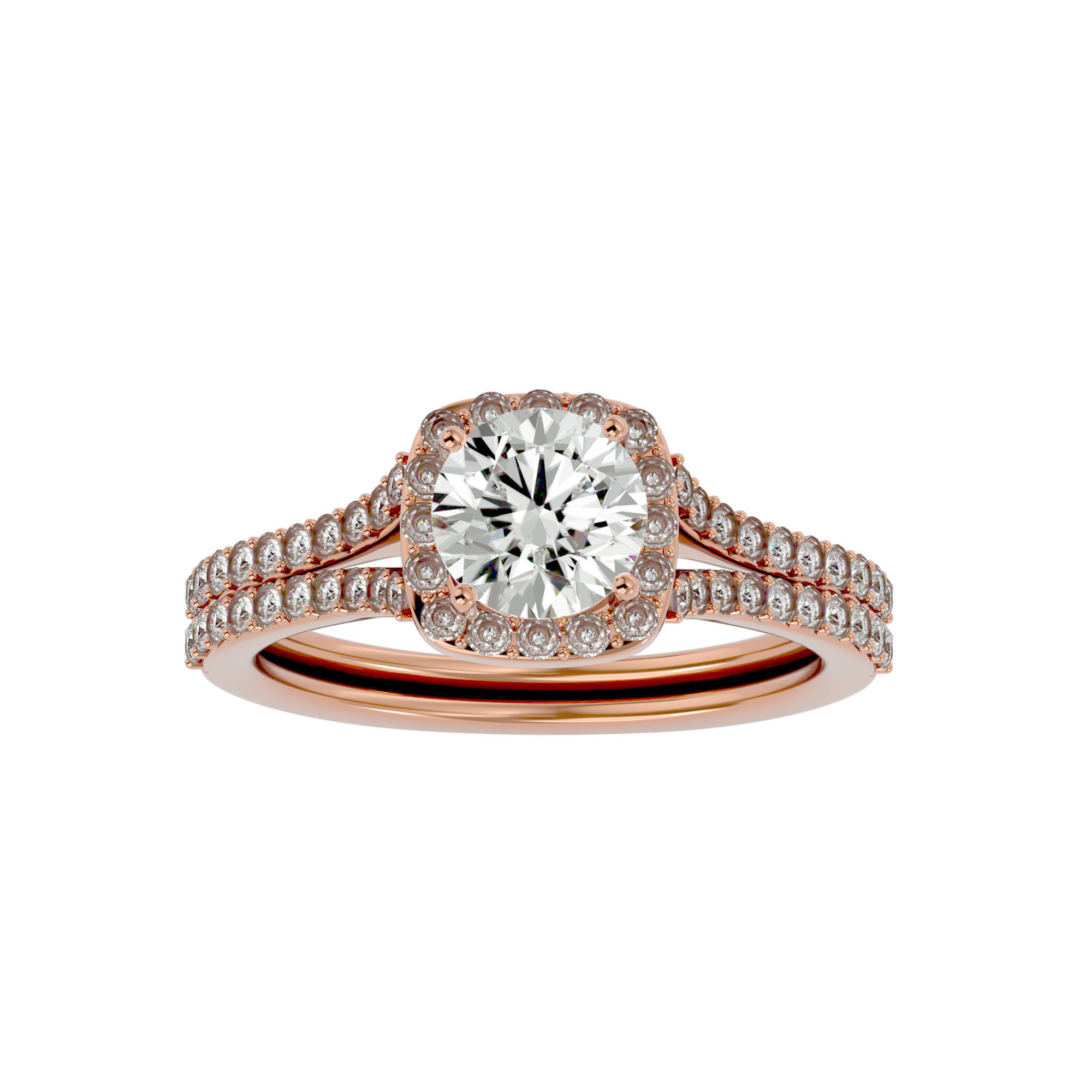 182 Halo solitaire wedding engagement ring with 360 view 3D Model Collection_292