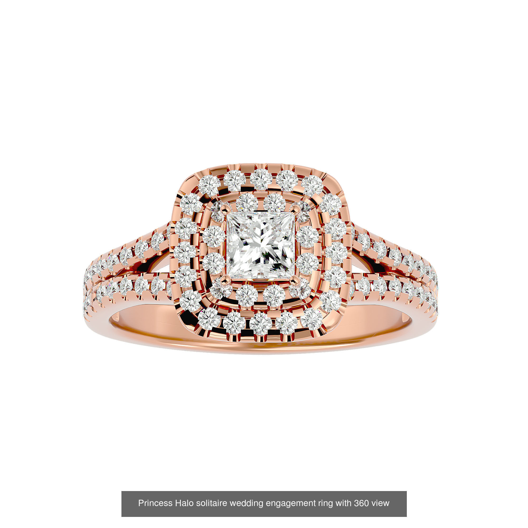 182 Halo solitaire wedding engagement ring with 360 view 3D Model Collection_37