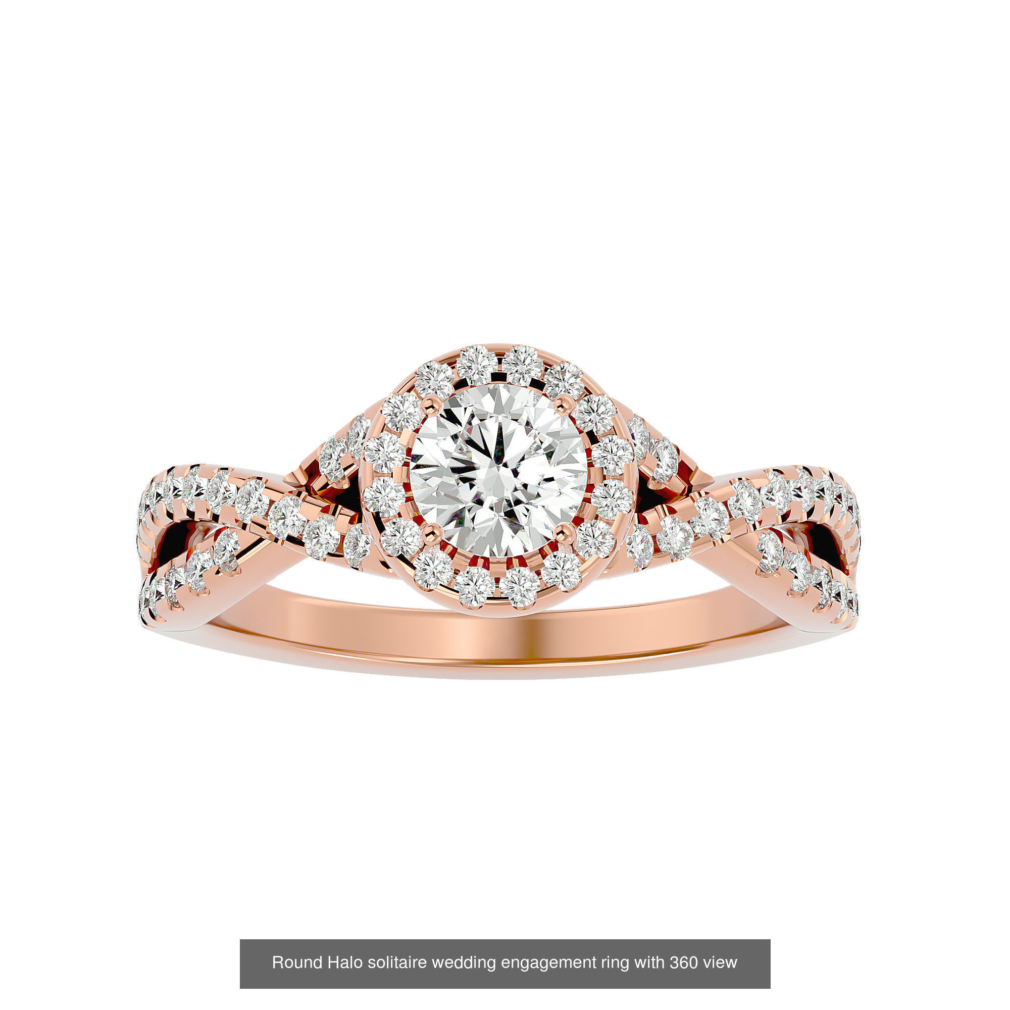 182 Halo solitaire wedding engagement ring with 360 view 3D Model Collection_101