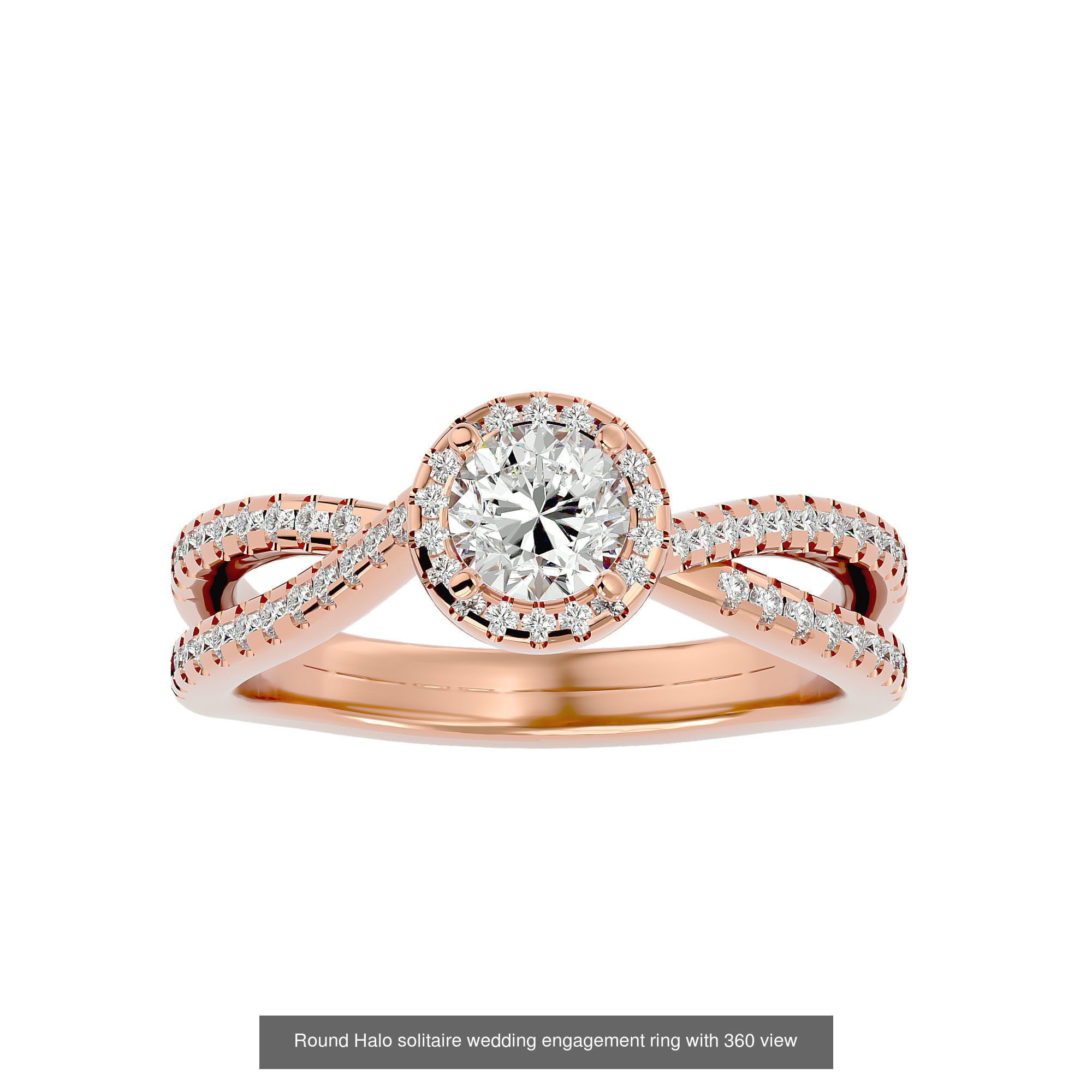 182 Halo solitaire wedding engagement ring with 360 view 3D Model Collection_61
