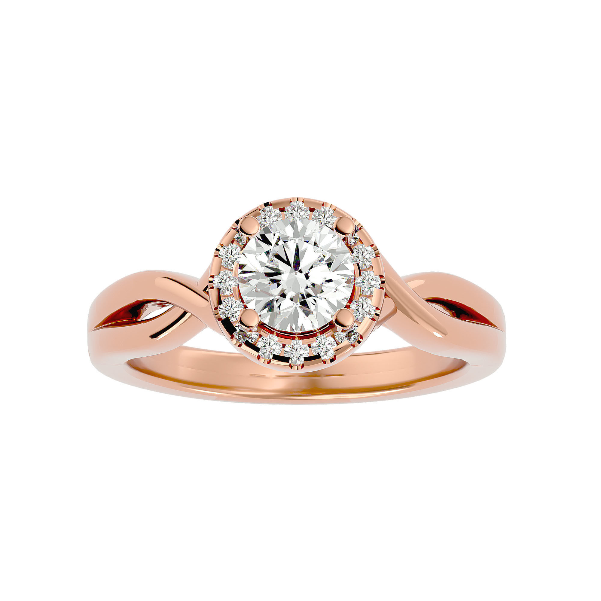 182 Halo solitaire wedding engagement ring with 360 view 3D Model Collection_14