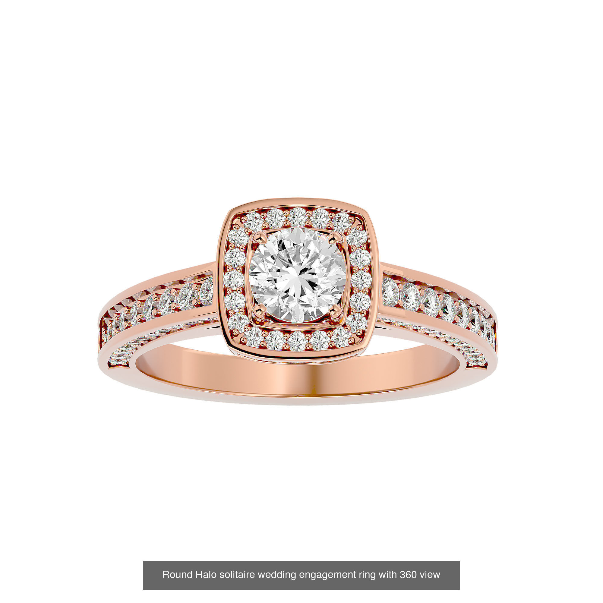 182 Halo solitaire wedding engagement ring with 360 view 3D Model Collection_187