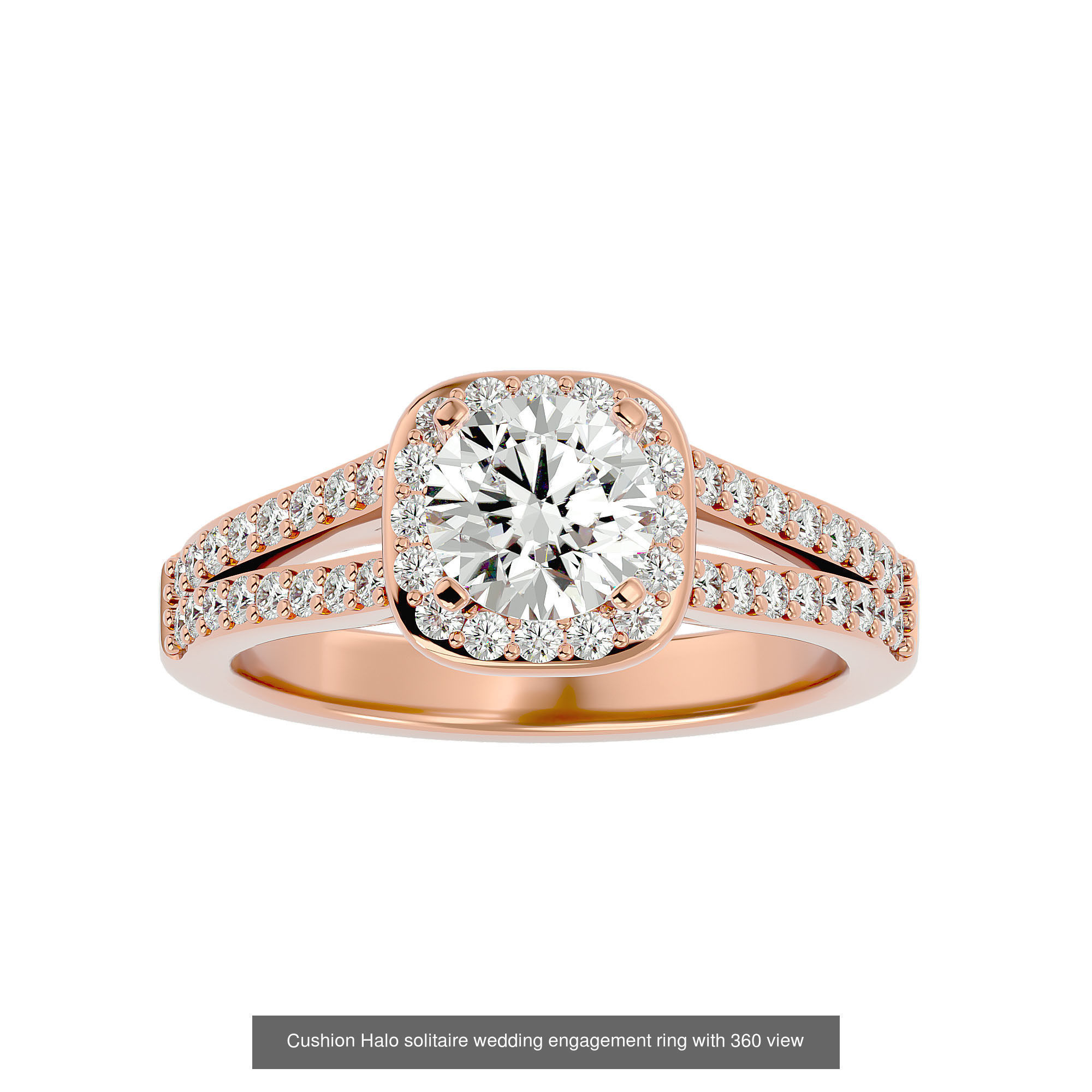 182 Halo solitaire wedding engagement ring with 360 view 3D Model Collection_247