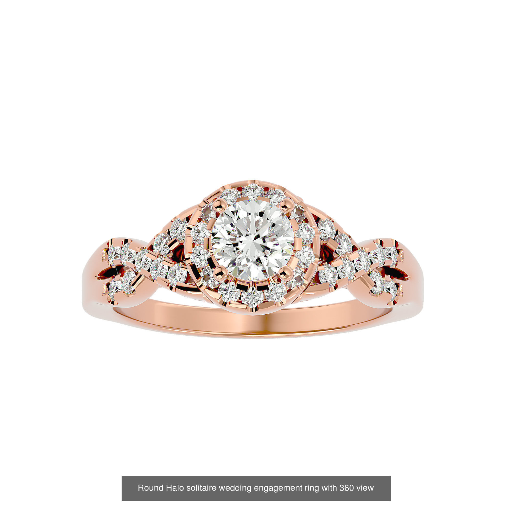 182 Halo solitaire wedding engagement ring with 360 view 3D Model Collection_63
