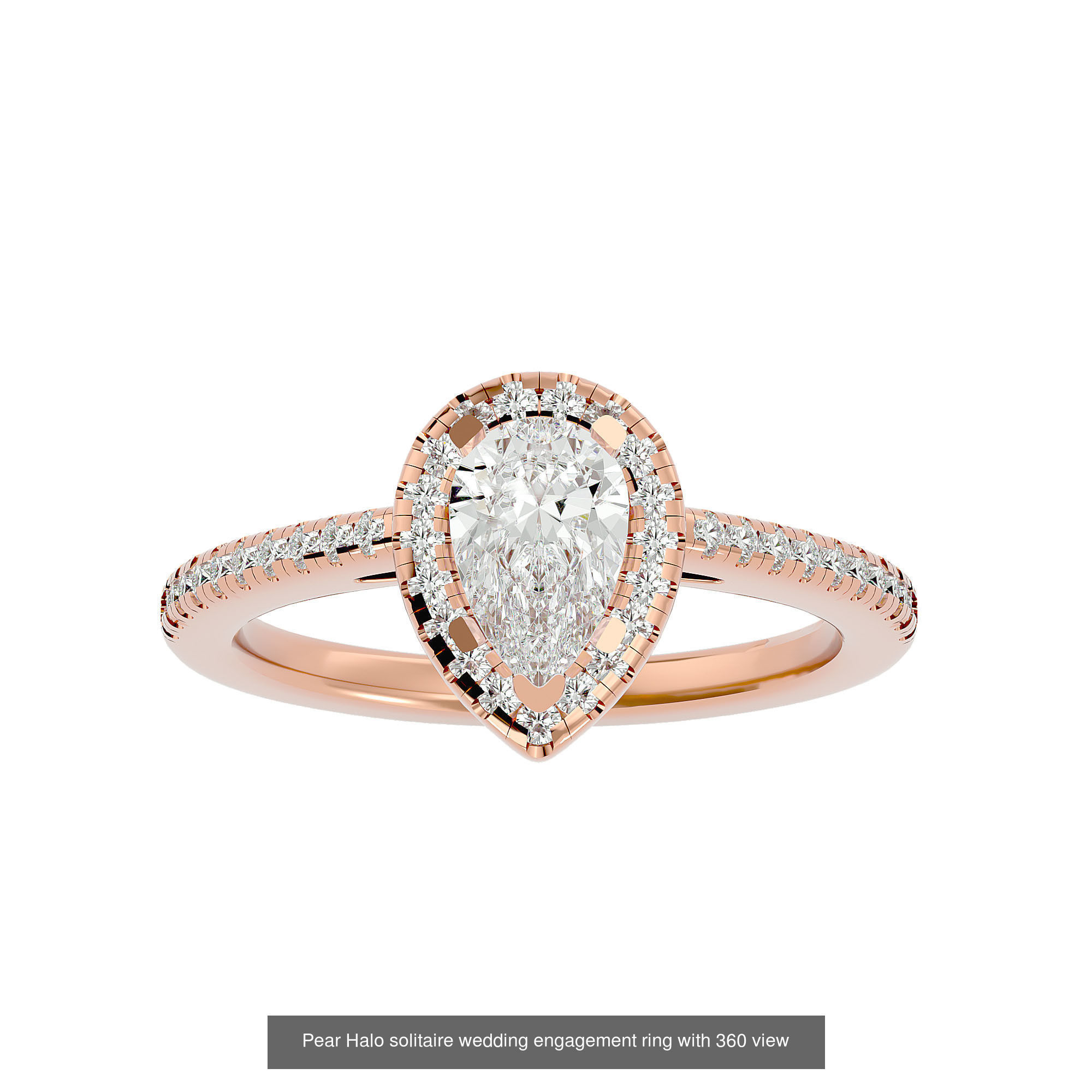 182 Halo solitaire wedding engagement ring with 360 view 3D Model Collection_257