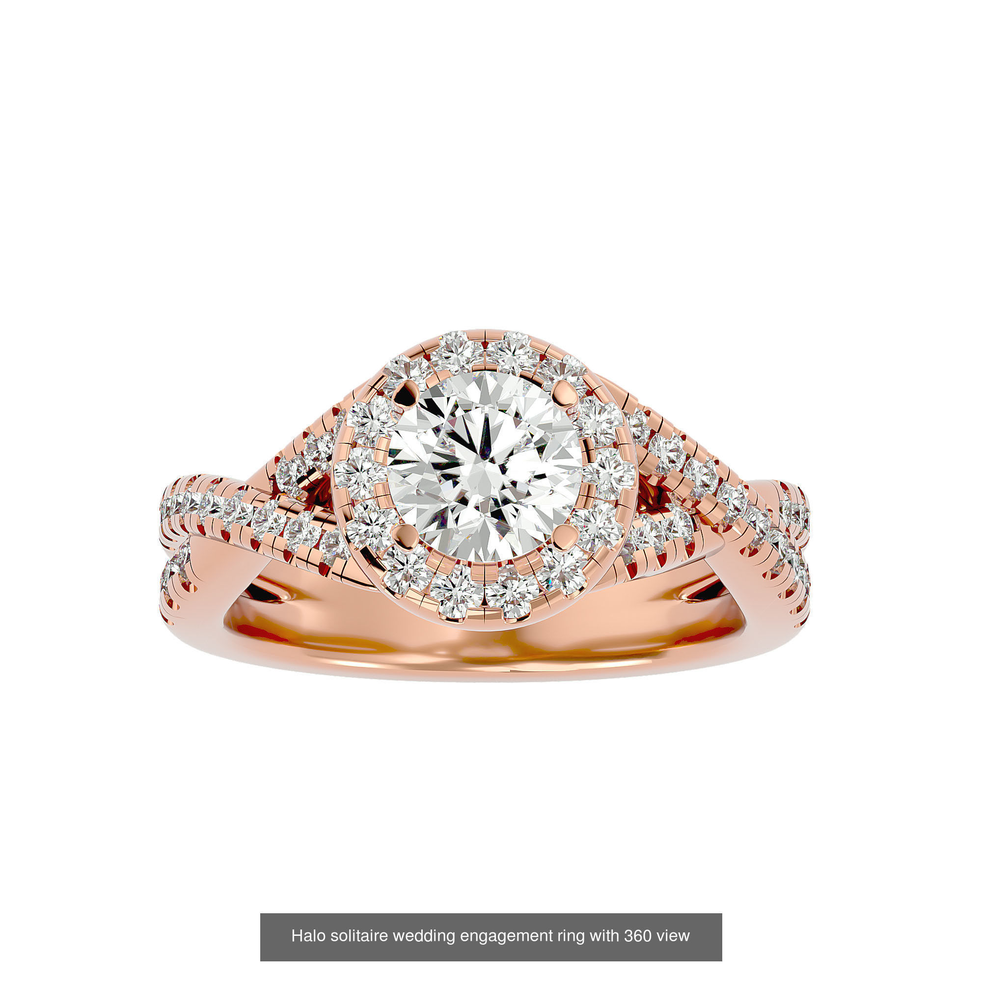 182 Halo solitaire wedding engagement ring with 360 view 3D Model Collection_243