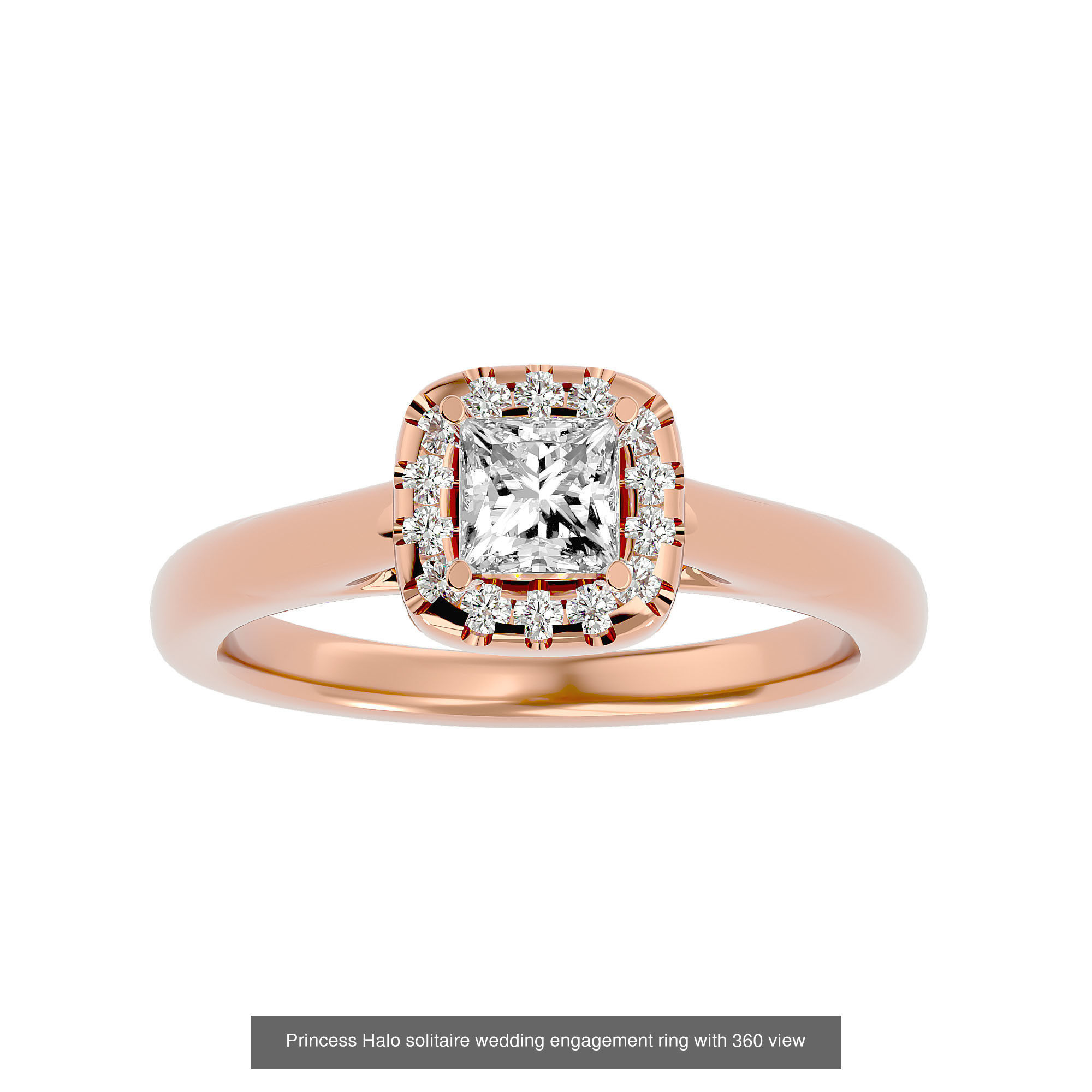182 Halo solitaire wedding engagement ring with 360 view 3D Model Collection_265