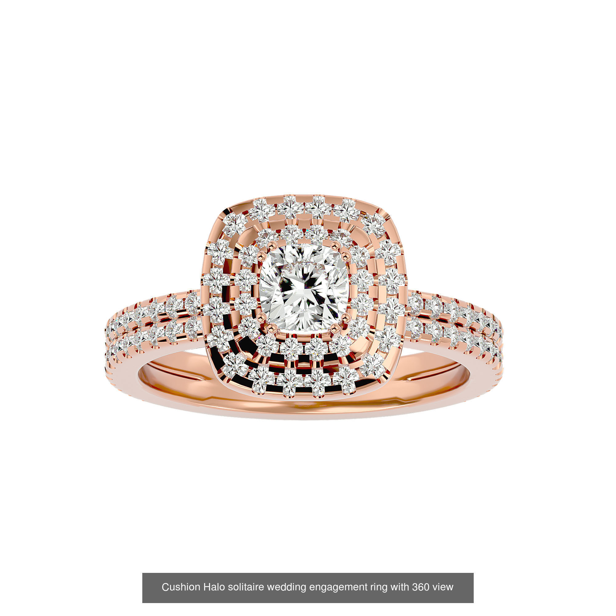 182 Halo solitaire wedding engagement ring with 360 view 3D Model Collection_344