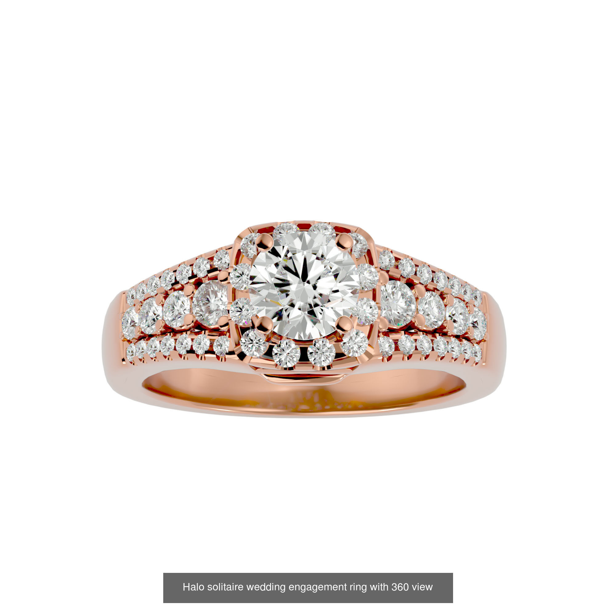 182 Halo solitaire wedding engagement ring with 360 view 3D Model Collection_271