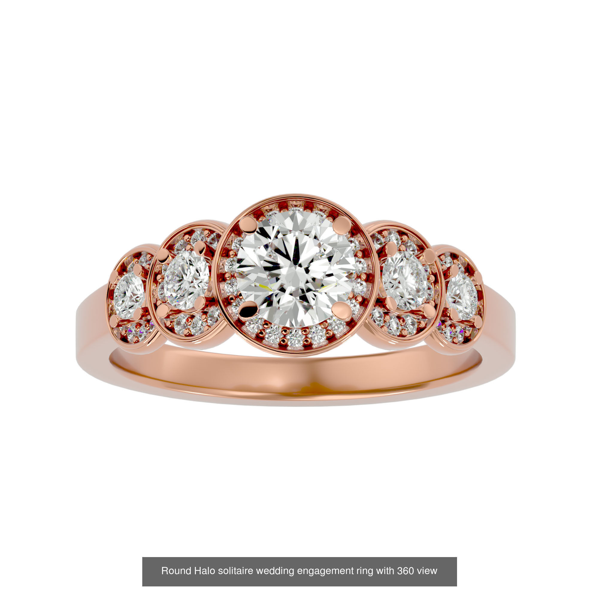 182 Halo solitaire wedding engagement ring with 360 view 3D Model Collection_53