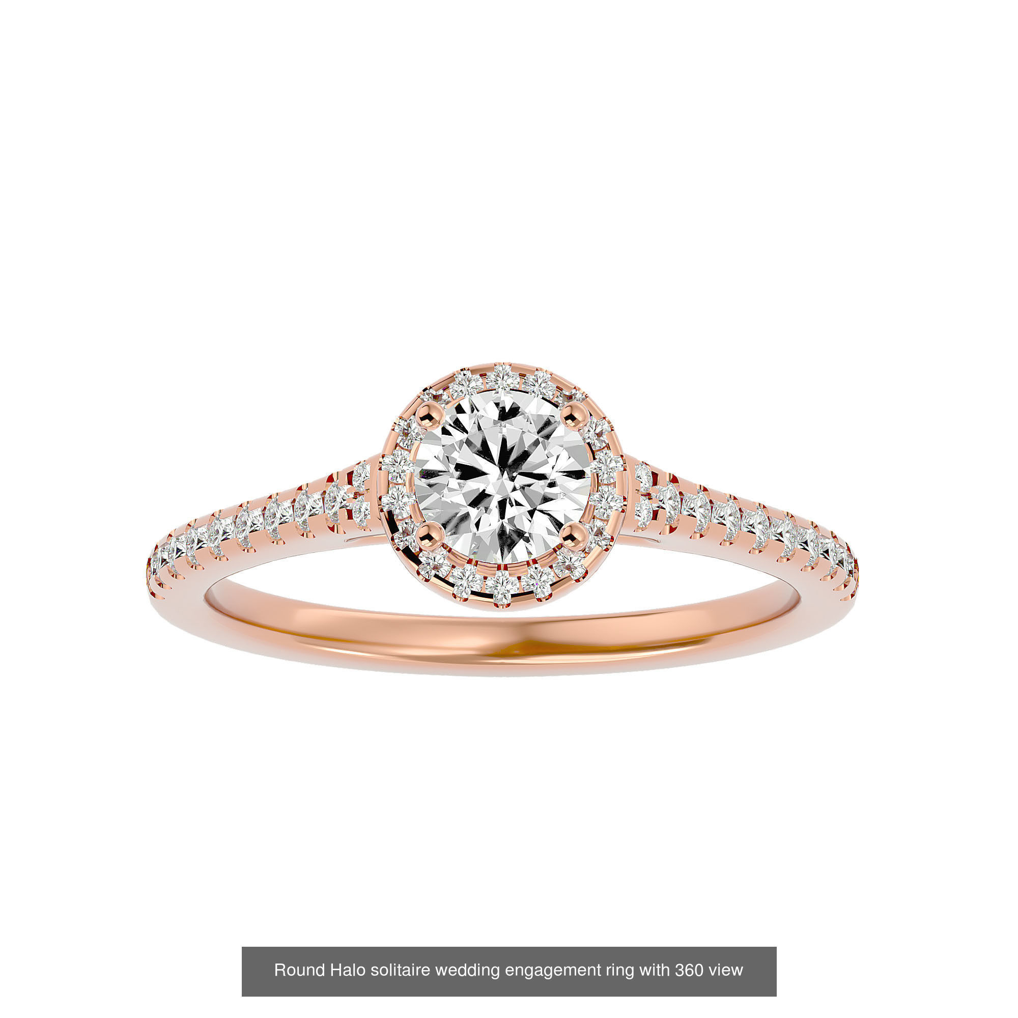 182 Halo solitaire wedding engagement ring with 360 view 3D Model Collection_95