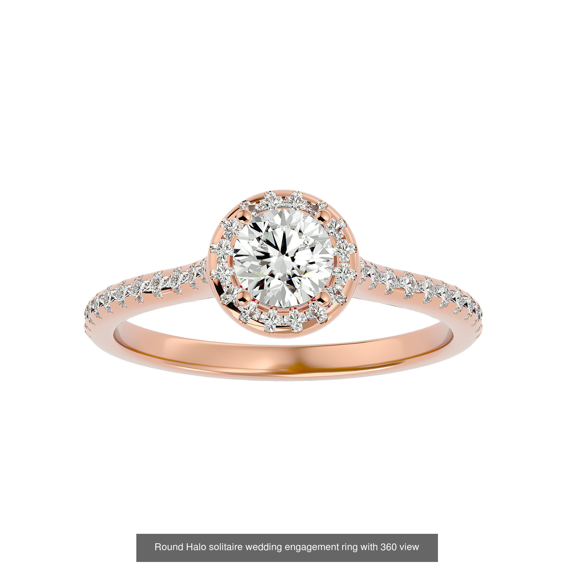 182 Halo solitaire wedding engagement ring with 360 view 3D Model Collection_117